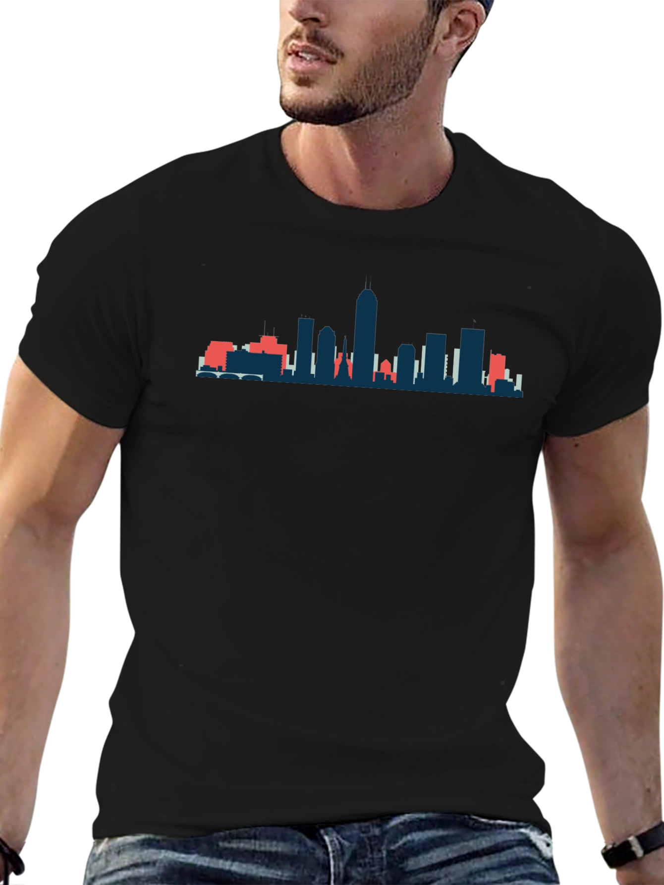 Cityscape Silhouette Graphic Tee - Black