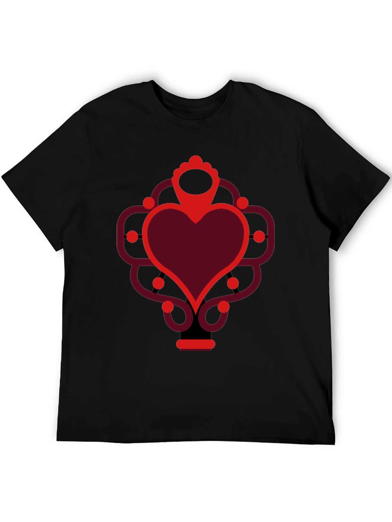 Heart Graphic Print Black Crew Neck Tee