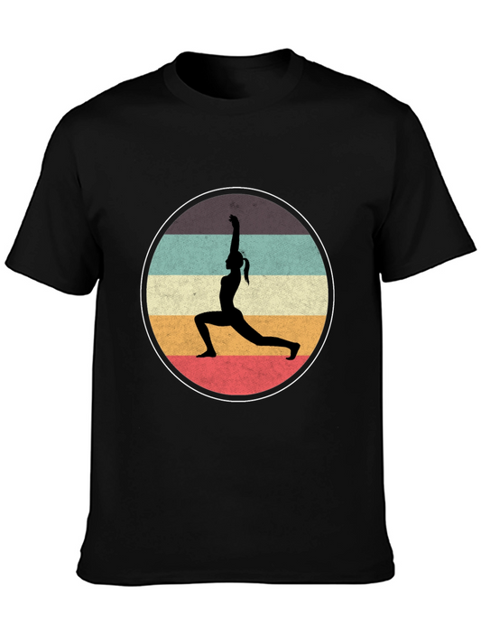 Yoga Pose Black T-Shirt Vintage Style Design