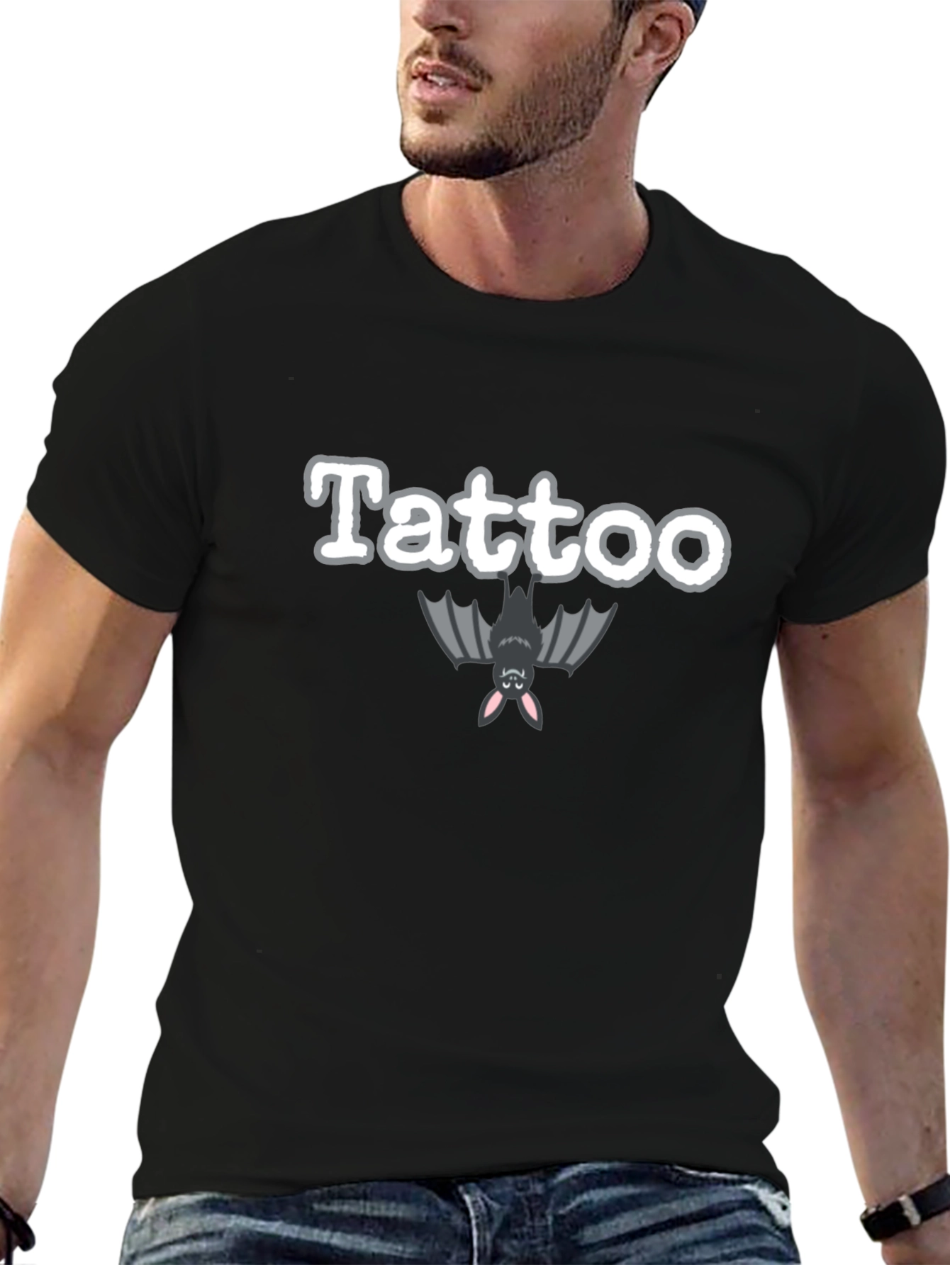 Tattoo Bat Graphic Black T-Shirt