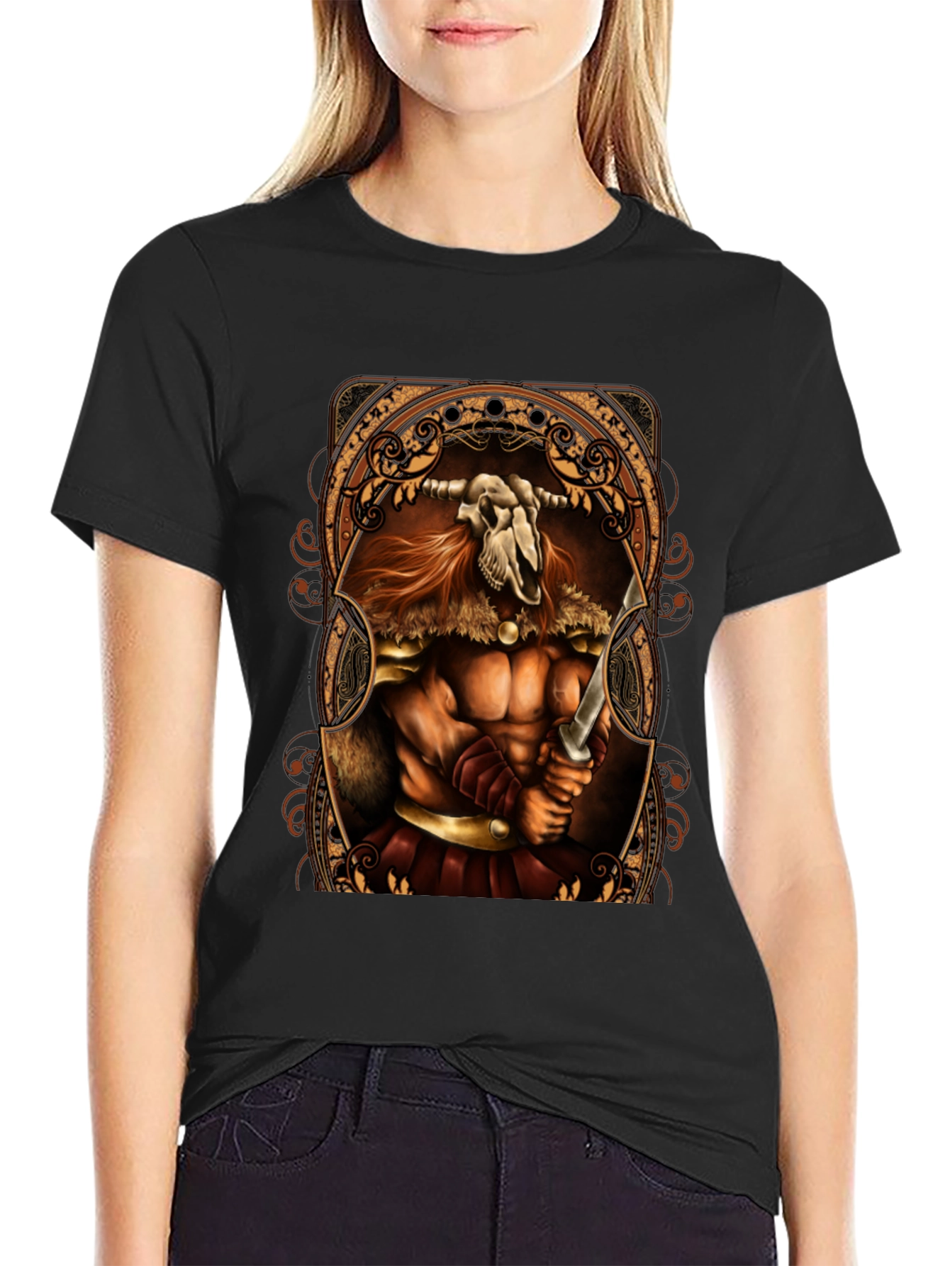 Viking Skull Warrior Black T-Shirt