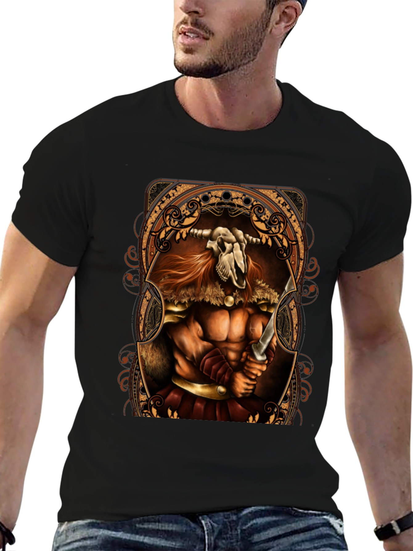 Viking Skull Warrior Black T-Shirt