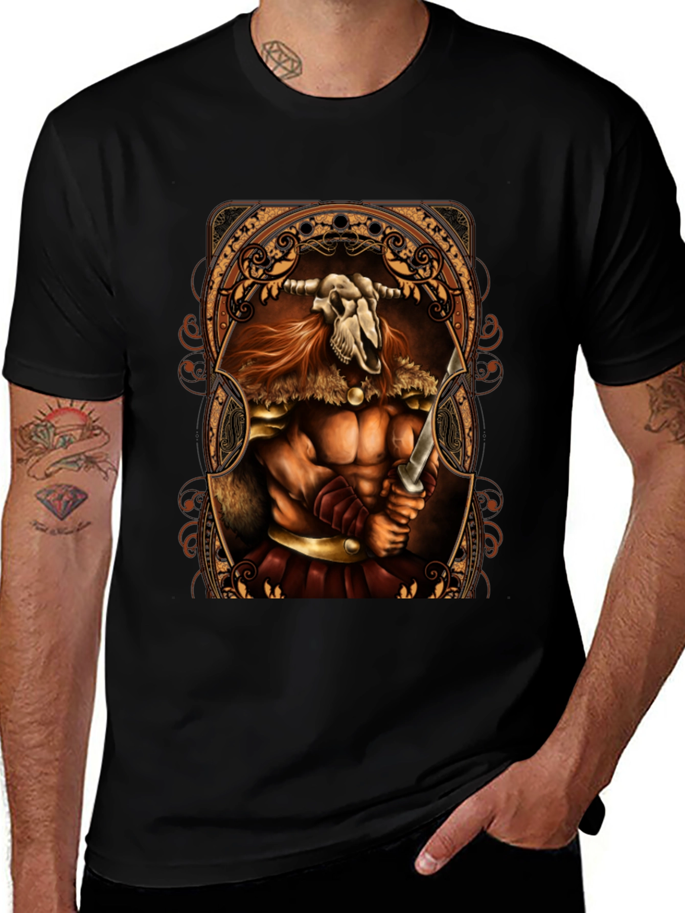 Viking Skull Warrior Black T-Shirt