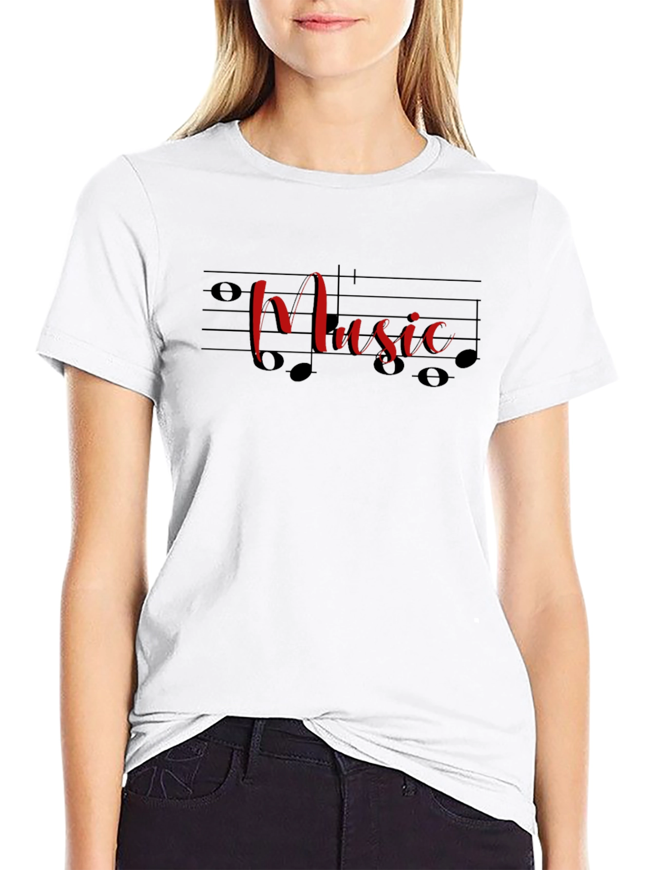 Music Notes Graphic Black T-Shirt