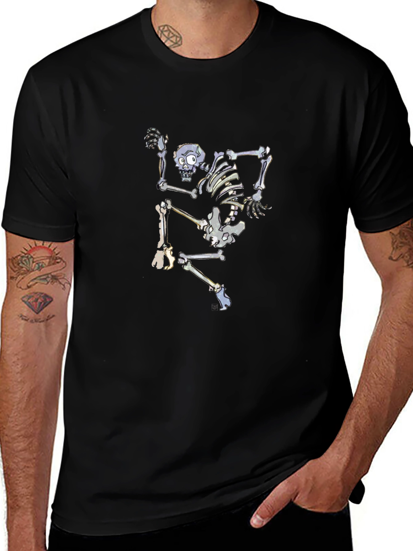 Skeleton Graphic Black Tee - Unique Design