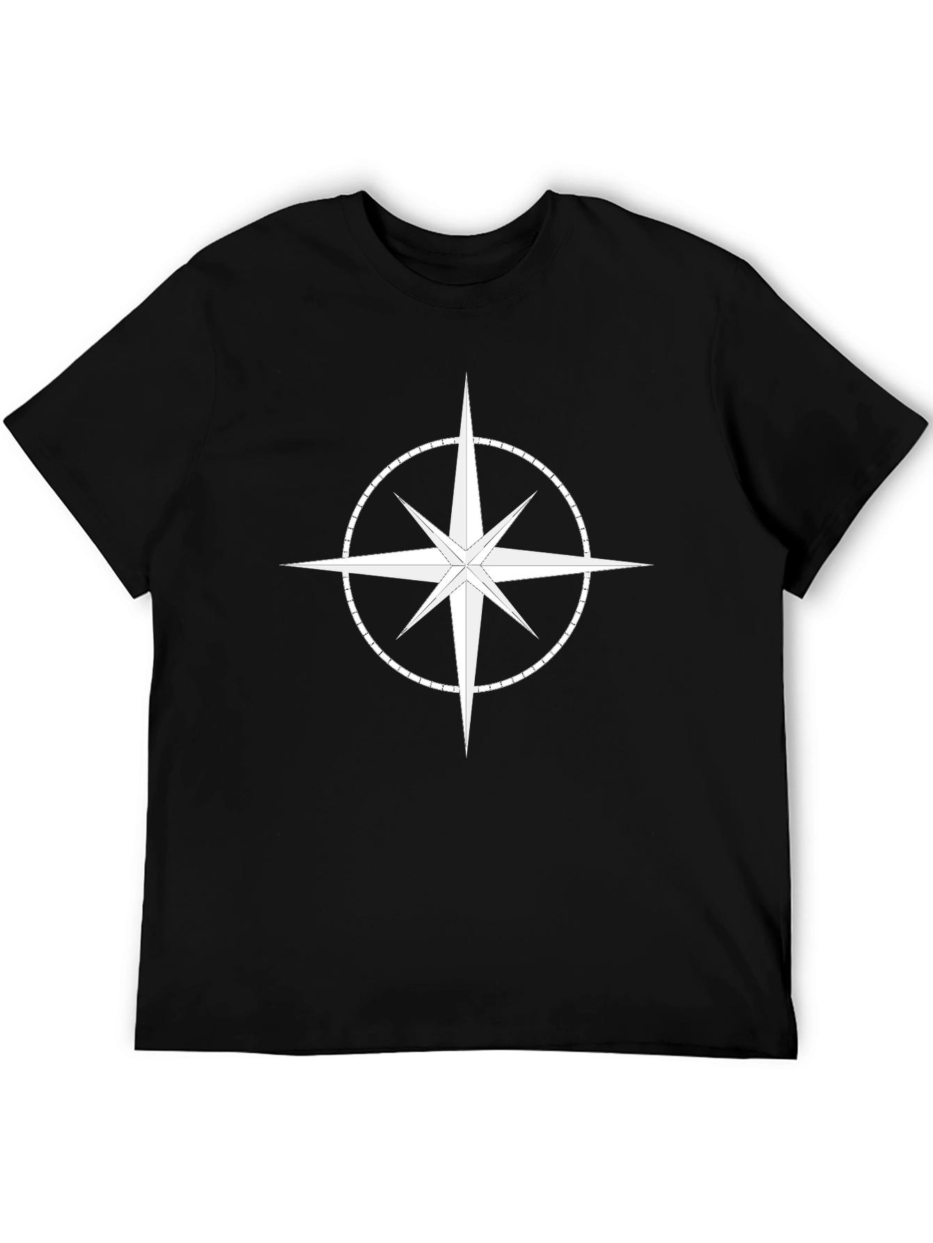 Compass Star Graphic T-Shirt - Stylish Black Cotton Tee