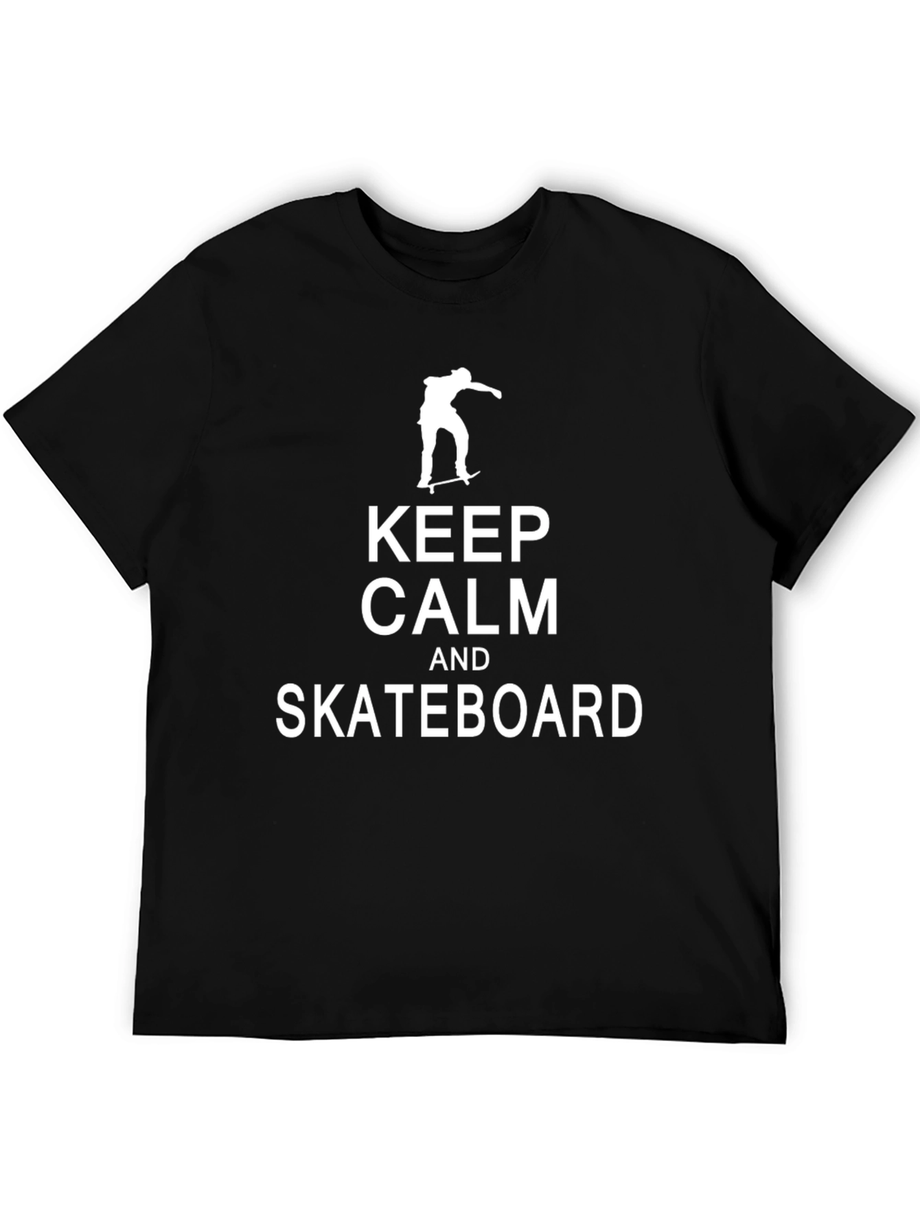 Keep Calm & Skateboard Black Graphic Tee