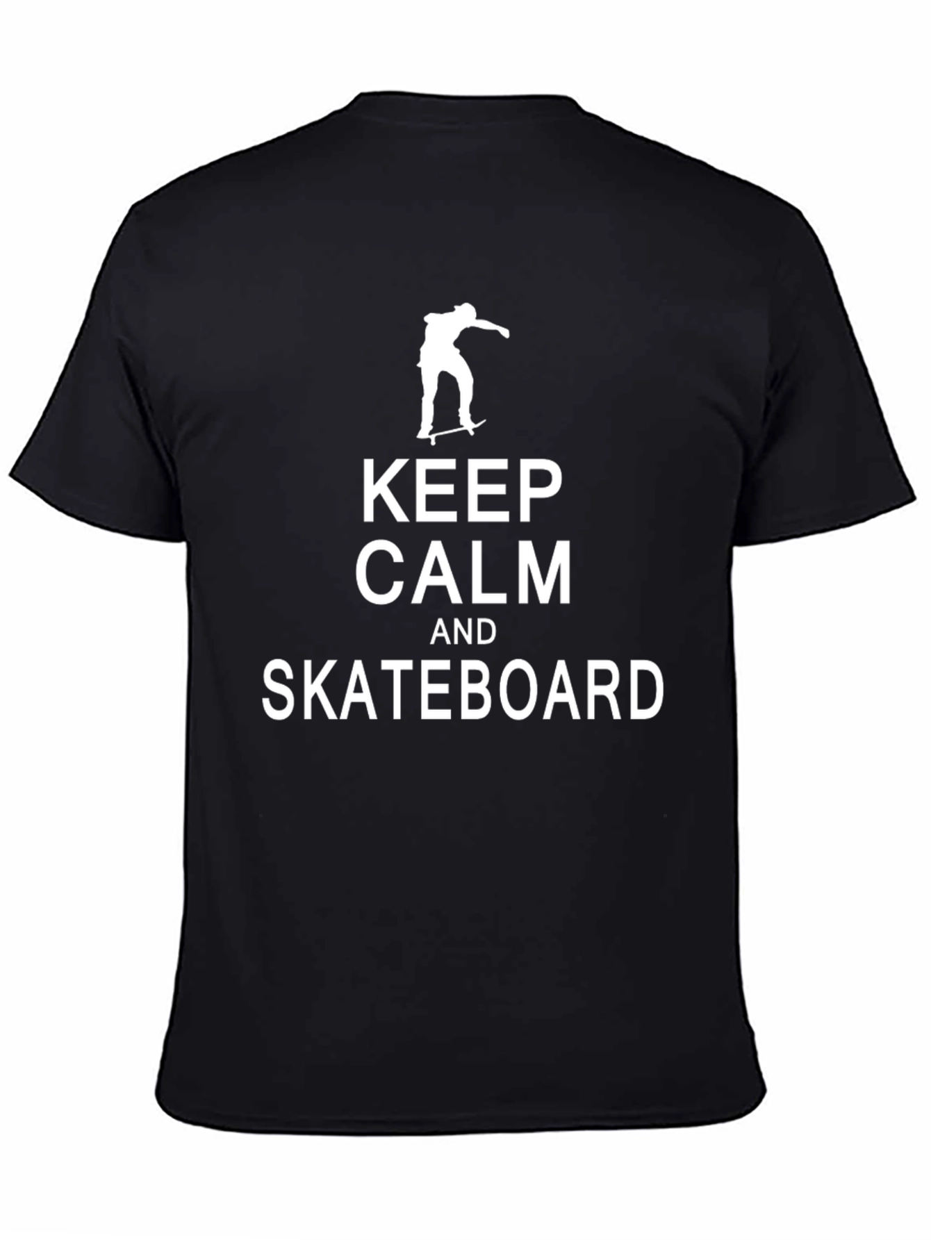 Keep Calm & Skateboard Black Graphic Tee