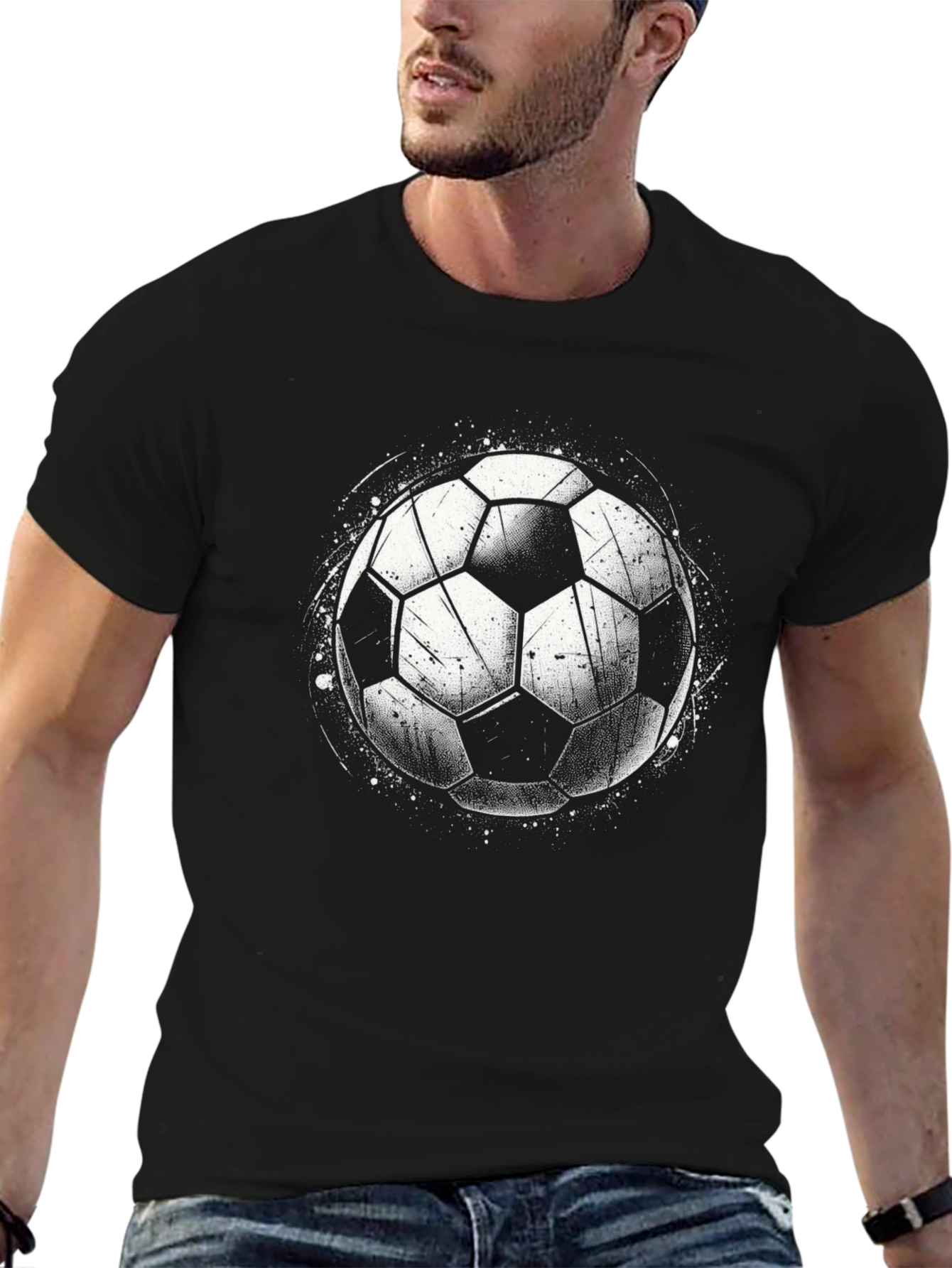 Soccer Ball Graphic T-Shirt - Black
