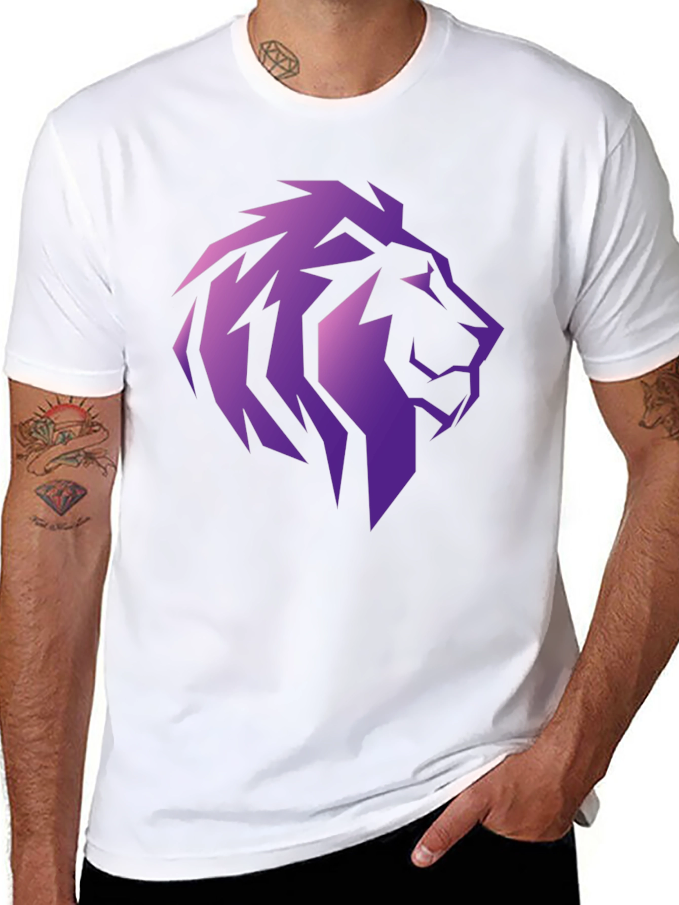 Lion Head Graphic Tee - Stylish Mens T-Shirt