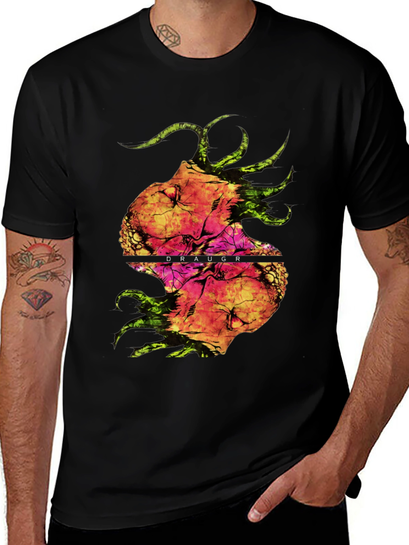 Draugr Graphic Print Black T-Shirt