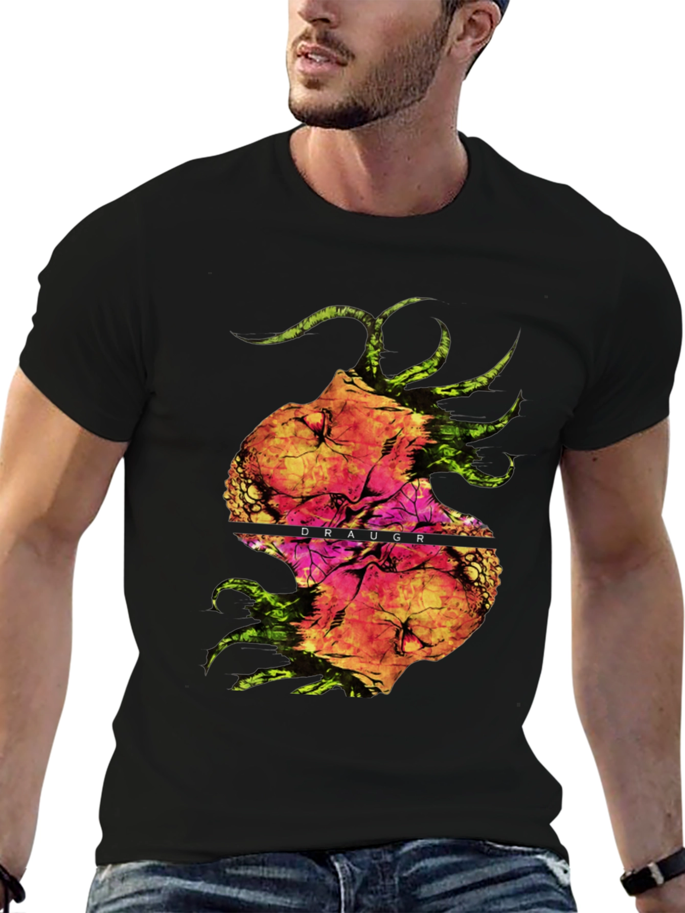 Draugr Graphic Print Black T-Shirt