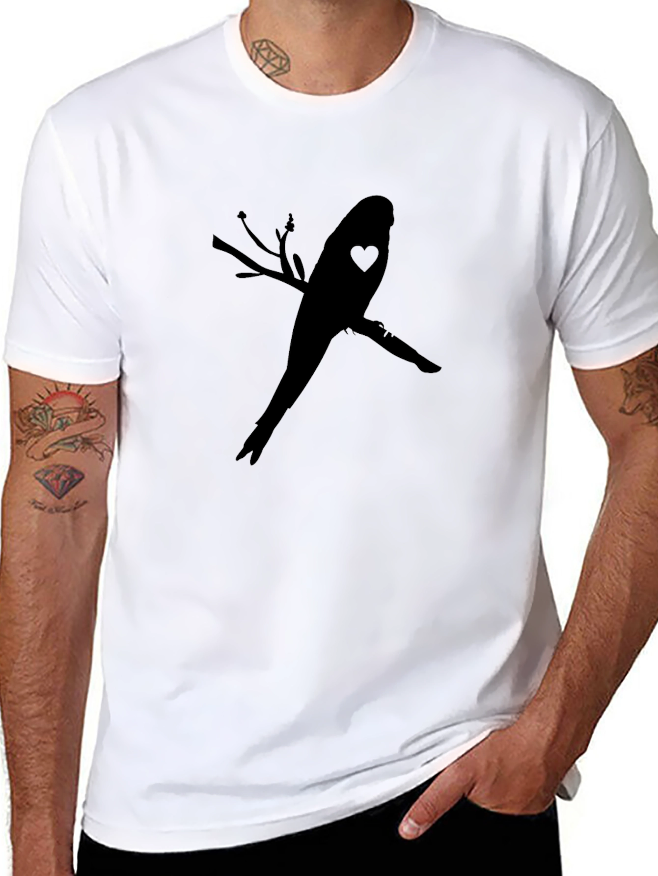Parakeet Heart Branch Graphic Tee