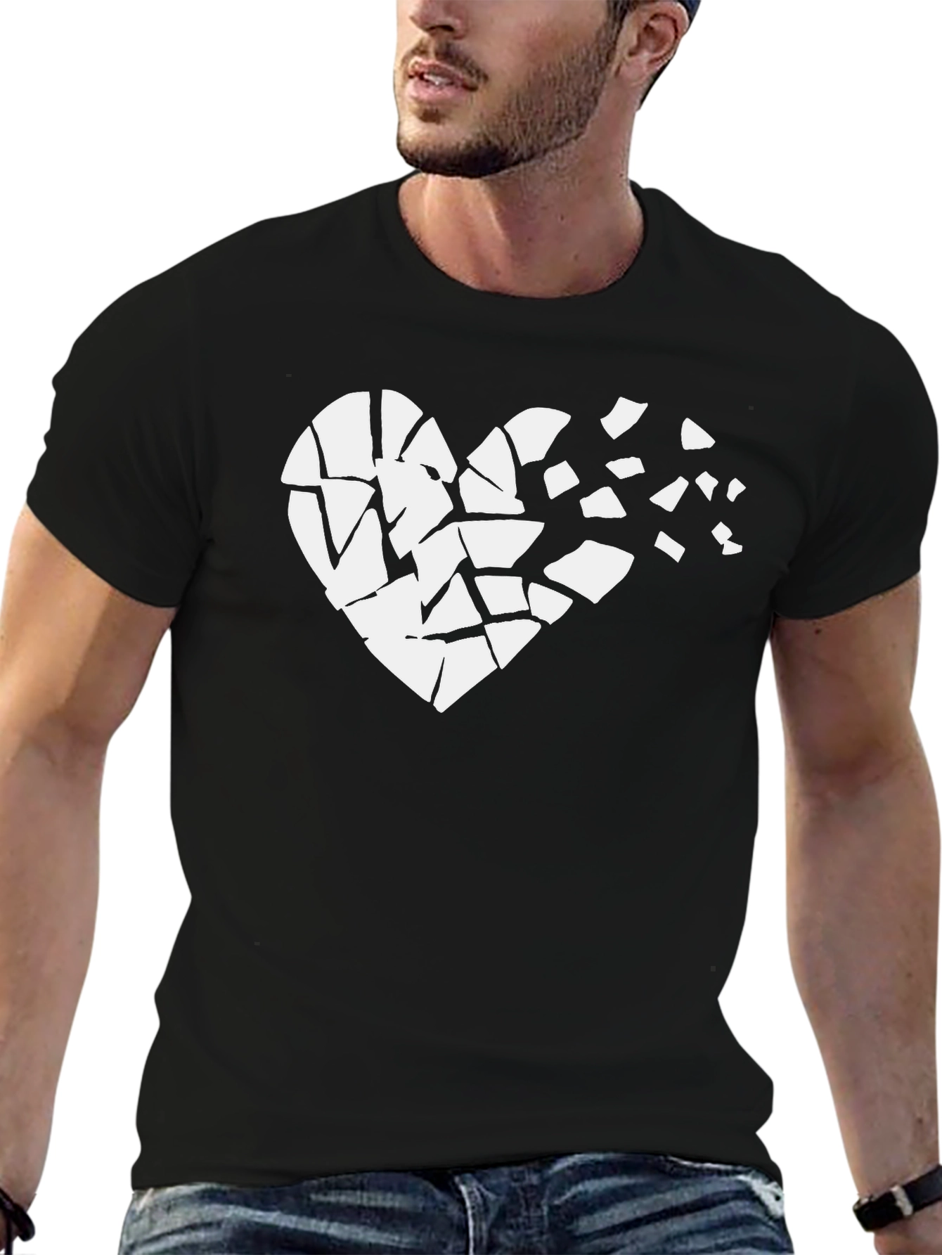 Broken Heart Graphic Black T-Shirt