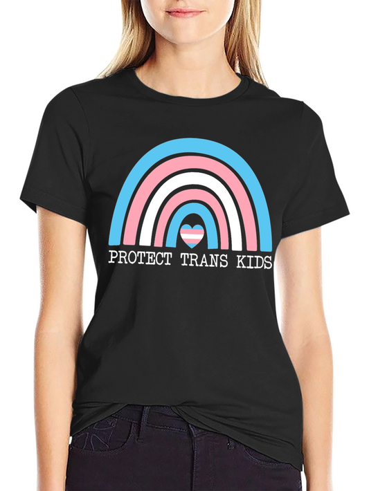 Protect Trans Kids T-Shirt - Rainbow Heart Design