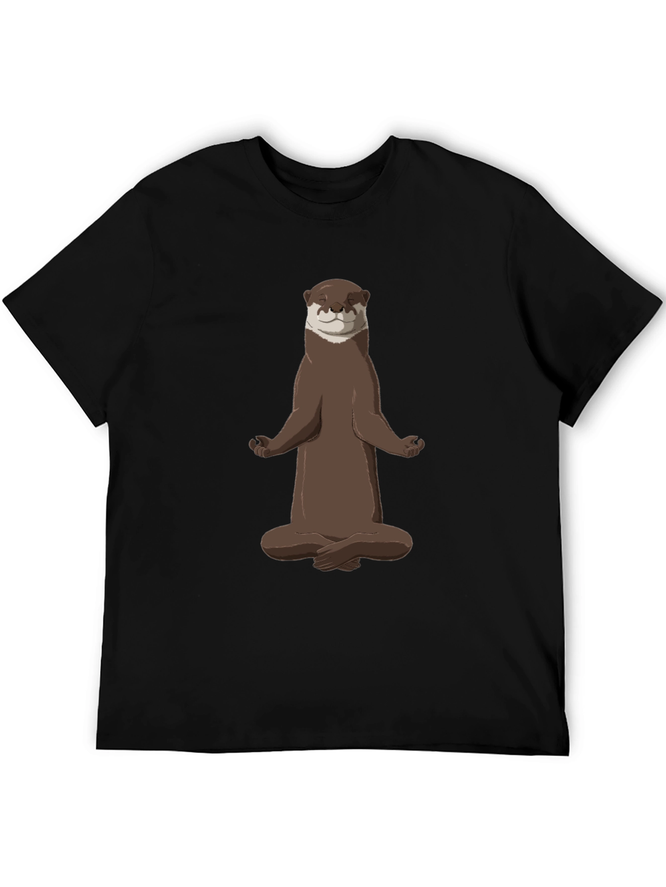 Zen Otter Black T-Shirt - Meditating Animal Tee