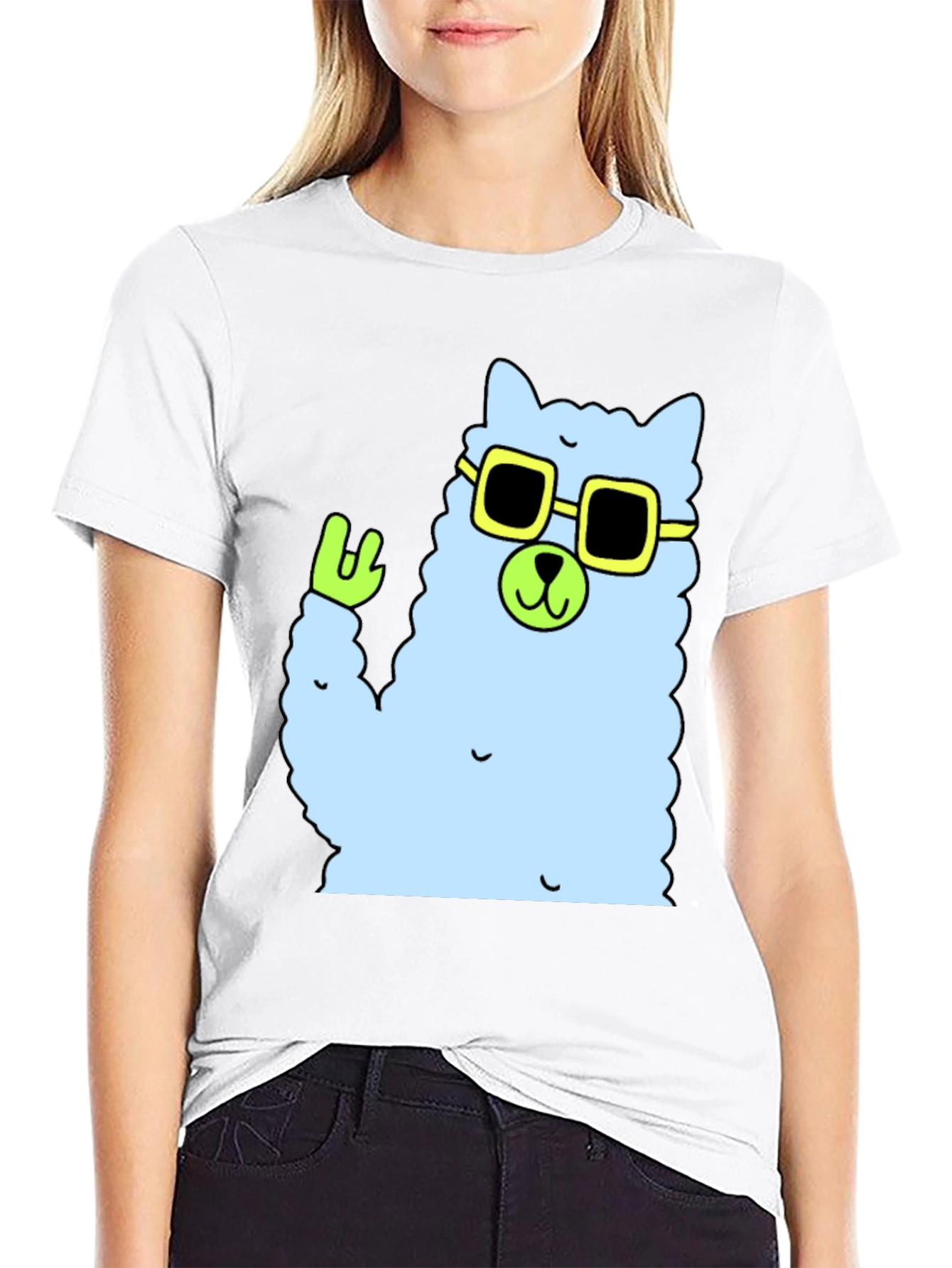 Cool Llama Graphic Tee - Black Cotton T-Shirt