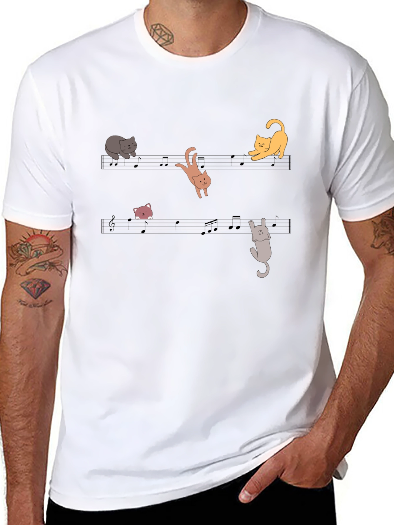 Musical Cats T-Shirt - Black Cotton Tee