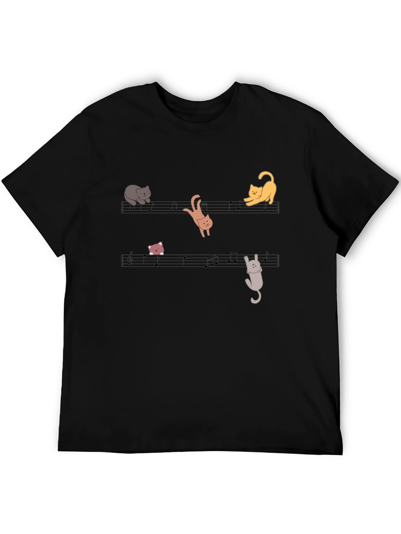 Musical Cats T-Shirt - Black Cotton Tee