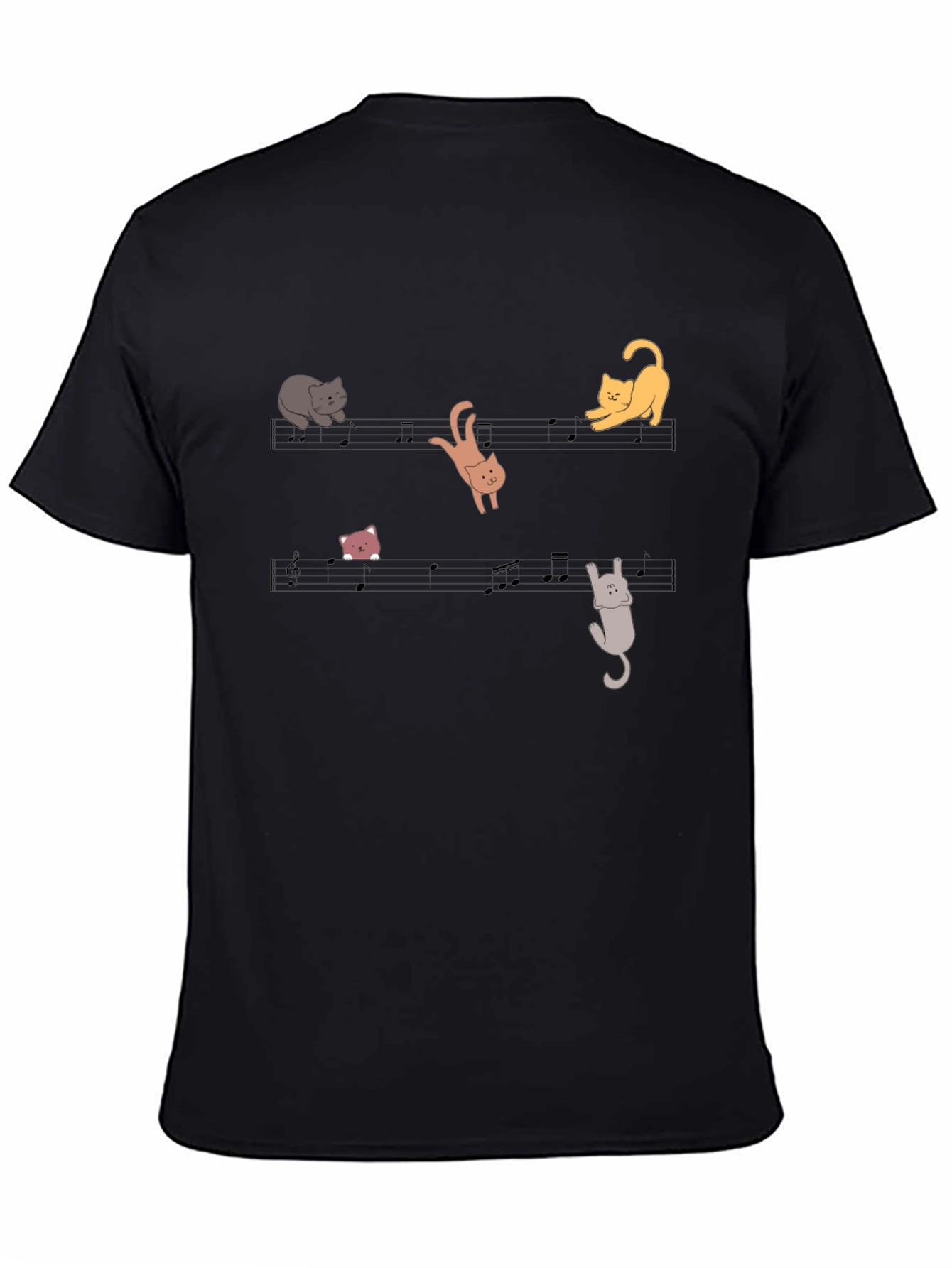 Musical Cats T-Shirt - Black Cotton Tee