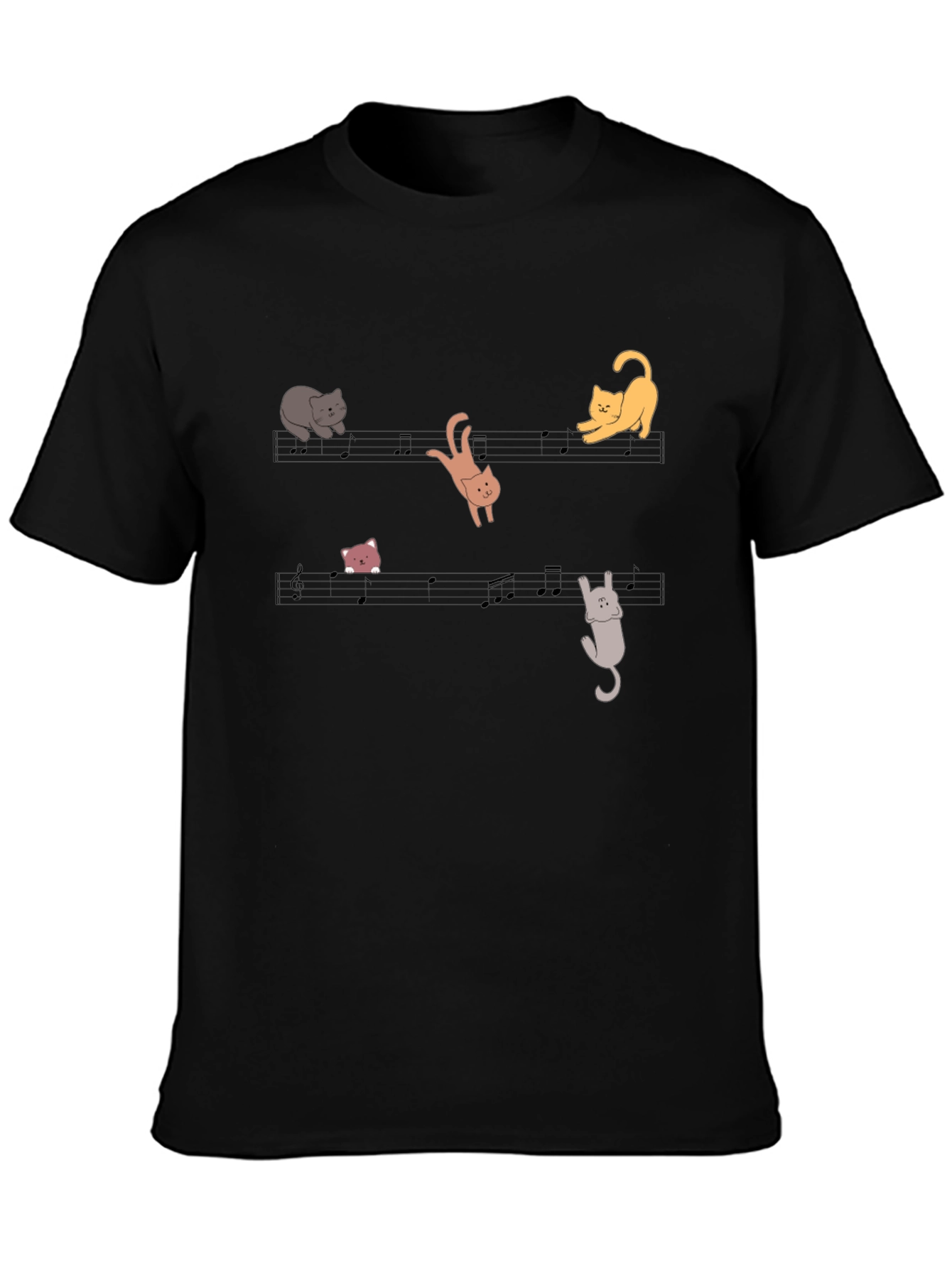 Musical Cats T-Shirt - Black Cotton Tee