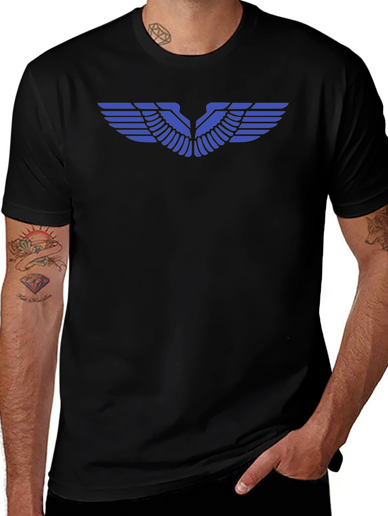 Winged Design Black T-Shirt
