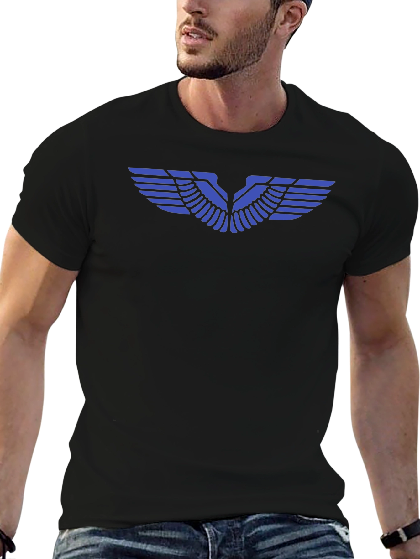Winged Design Black T-Shirt