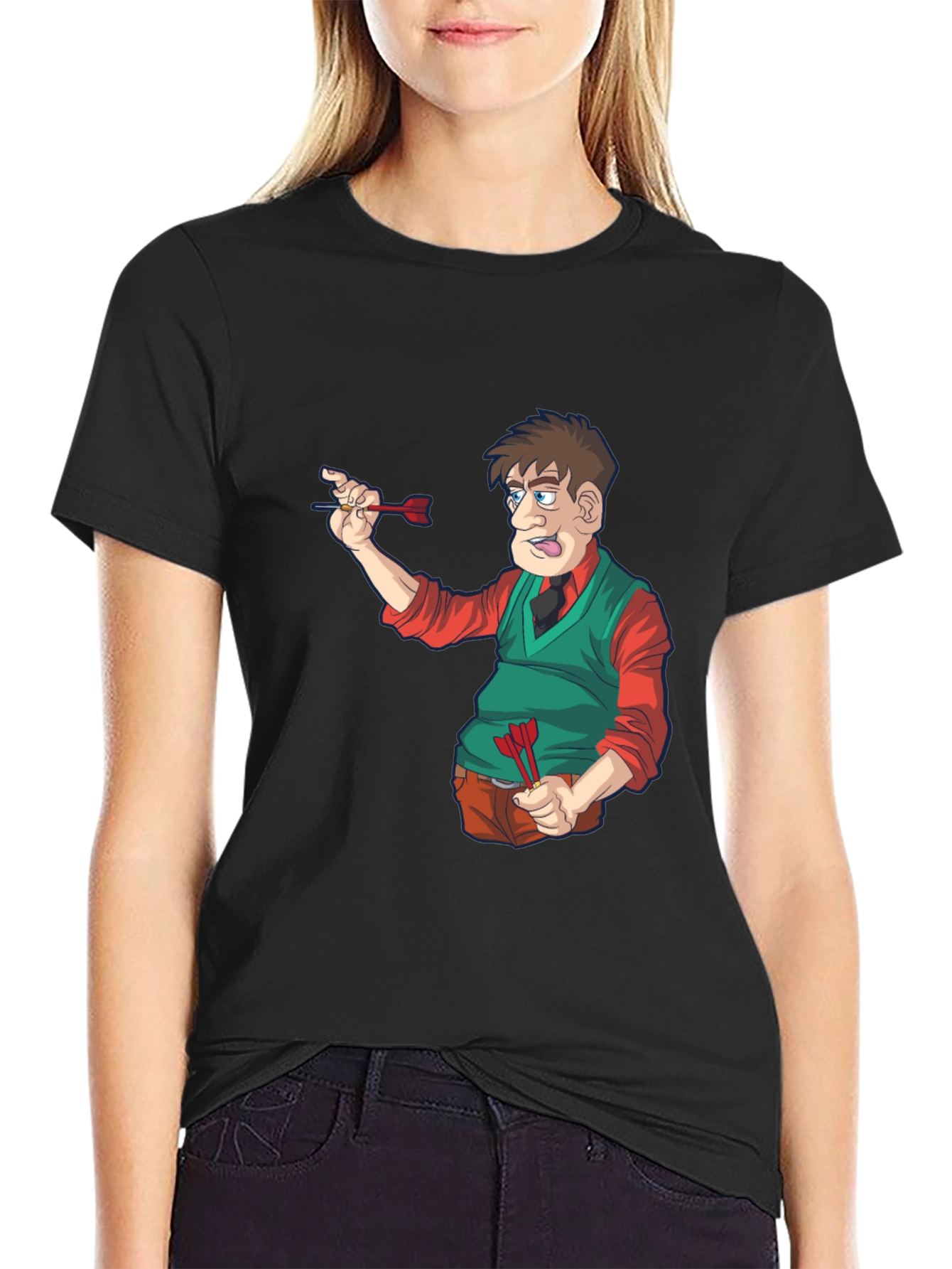 Darts Cartoon T-Shirt - Unique Graphic Tee