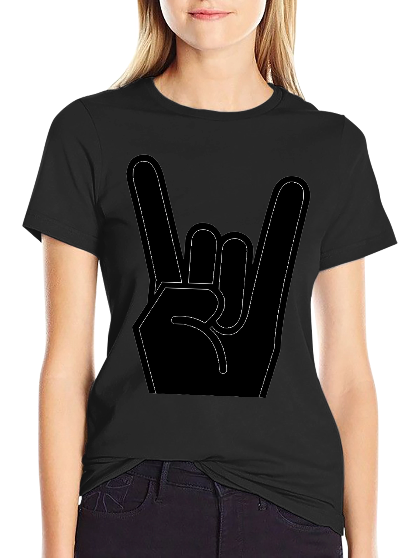 Rock On Hand Sign Graphic T-Shirt