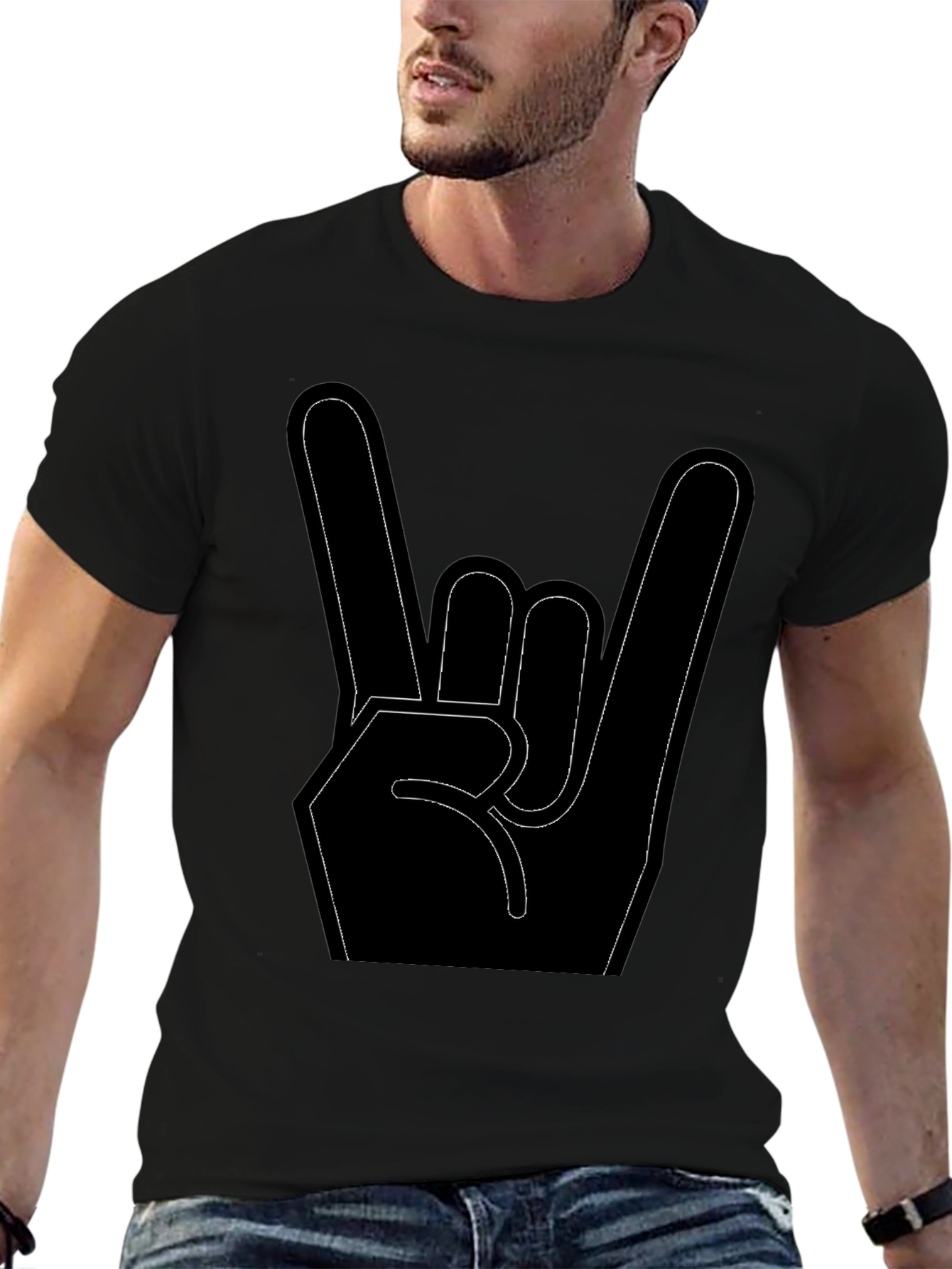 Rock On Hand Sign Graphic T-Shirt
