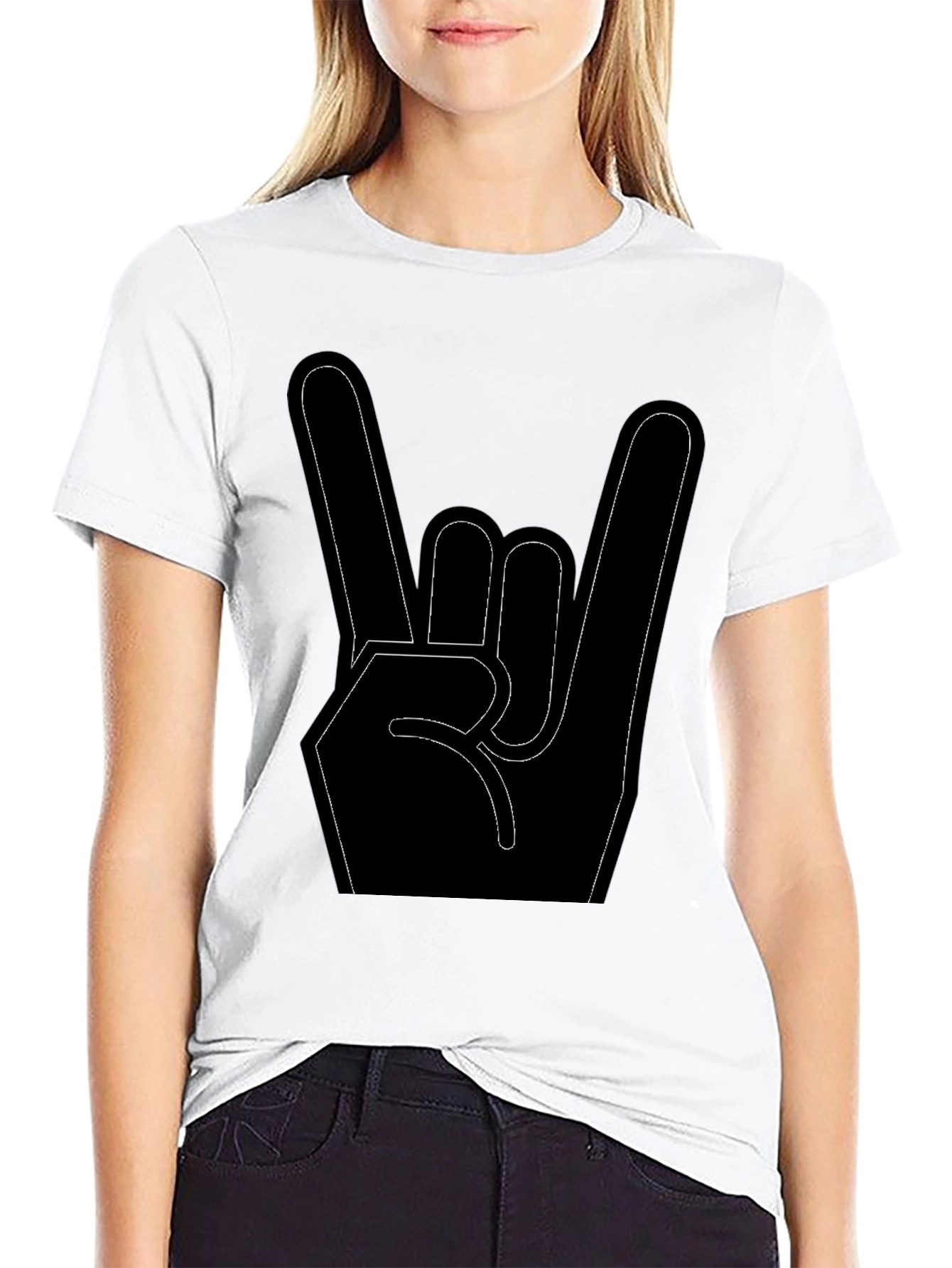 Rock On Hand Sign Graphic T-Shirt