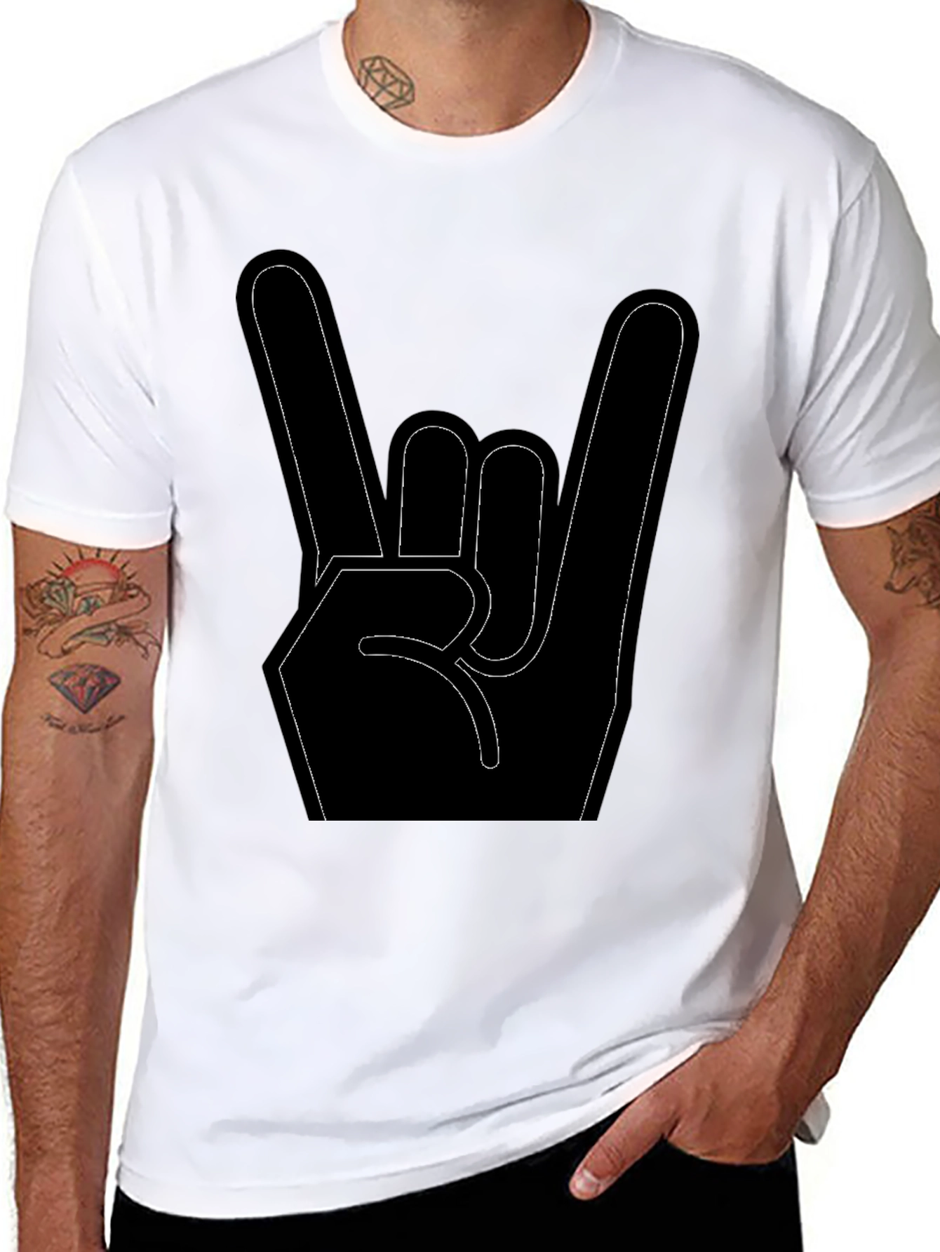 Rock On Hand Sign Graphic T-Shirt