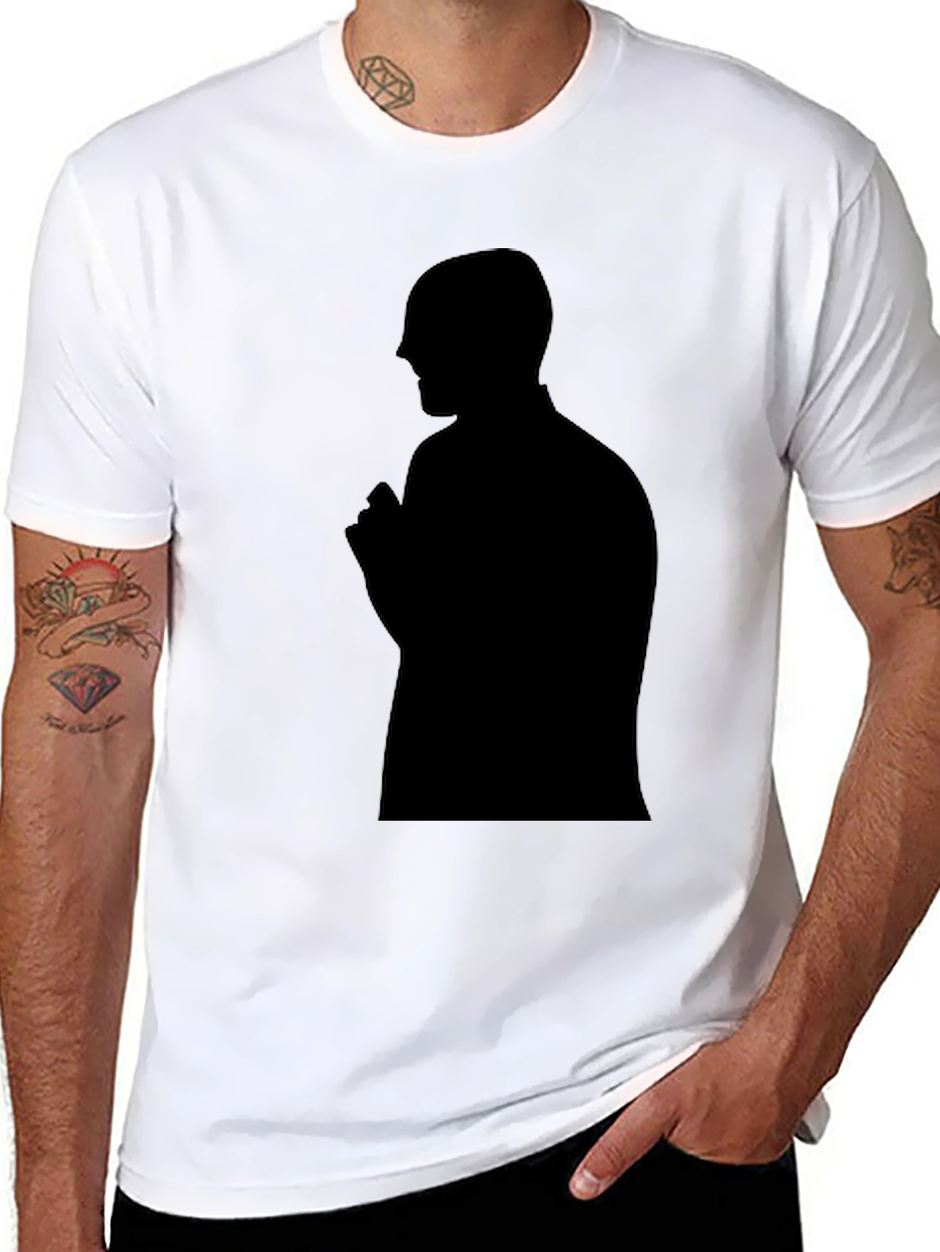 Mens Black T-Shirt - Silhouette Graphic Tee