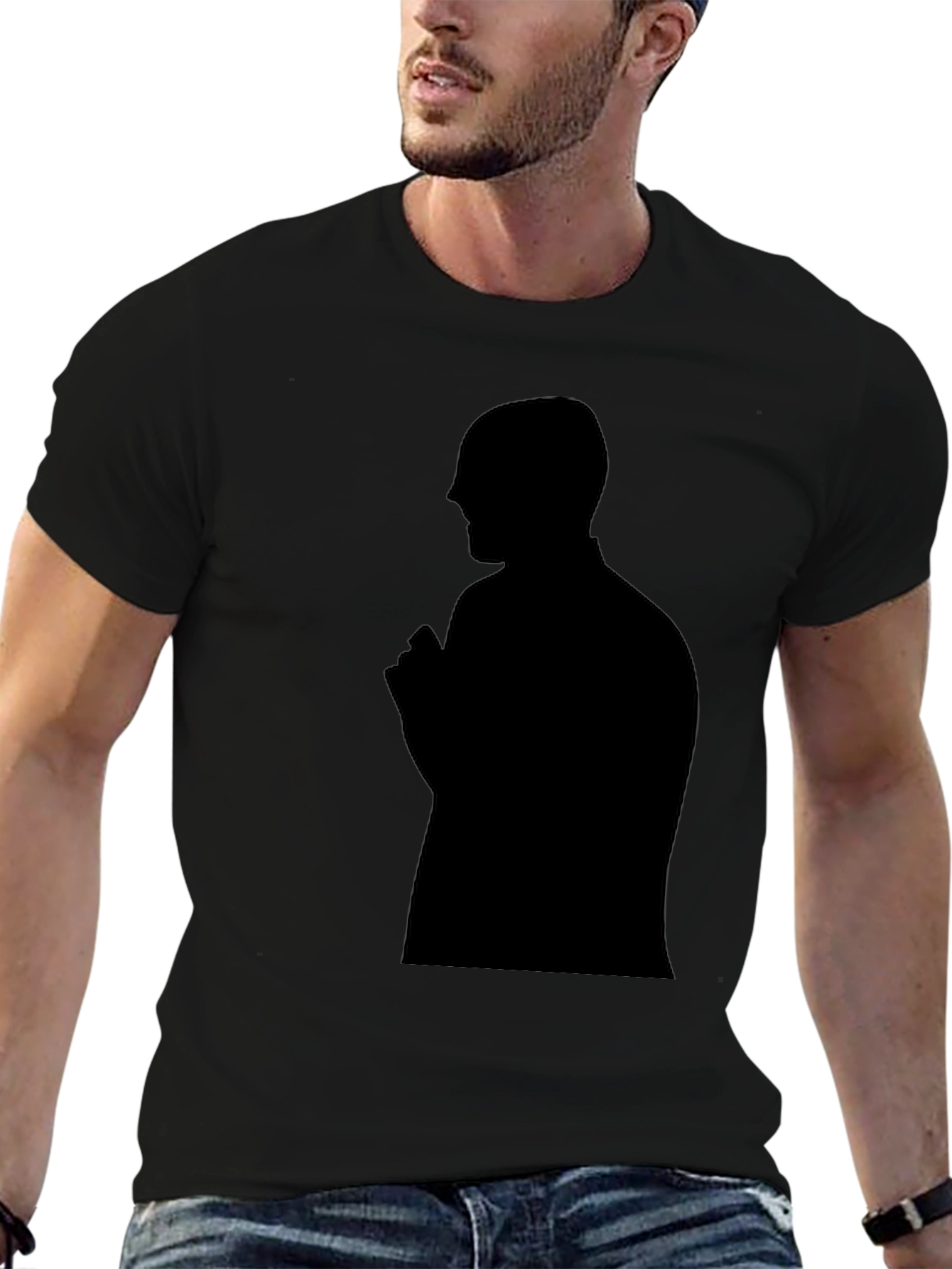 Mens Black T-Shirt - Silhouette Graphic Tee