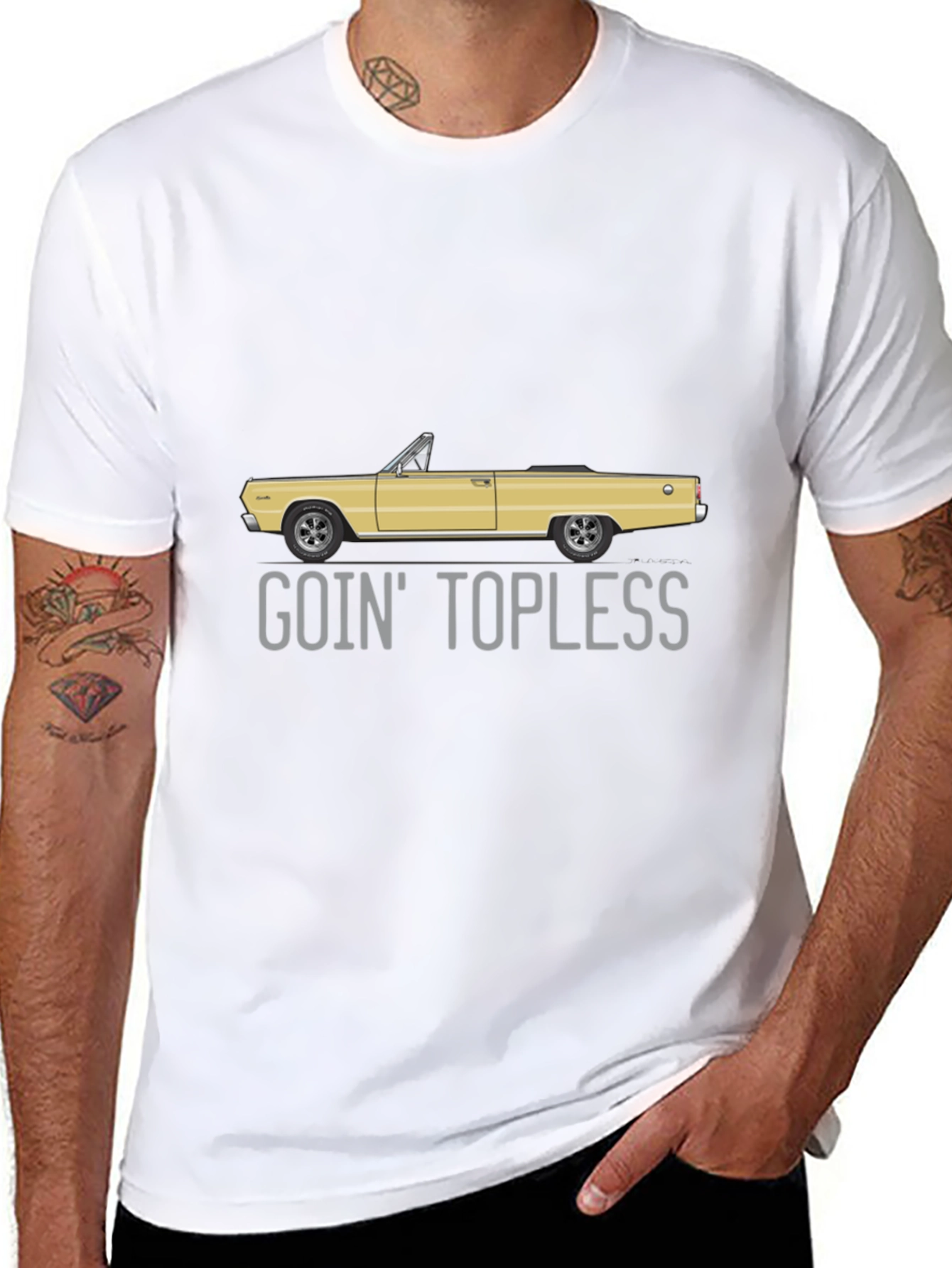 Goin Topless Convertible Car Graphic T-Shirt