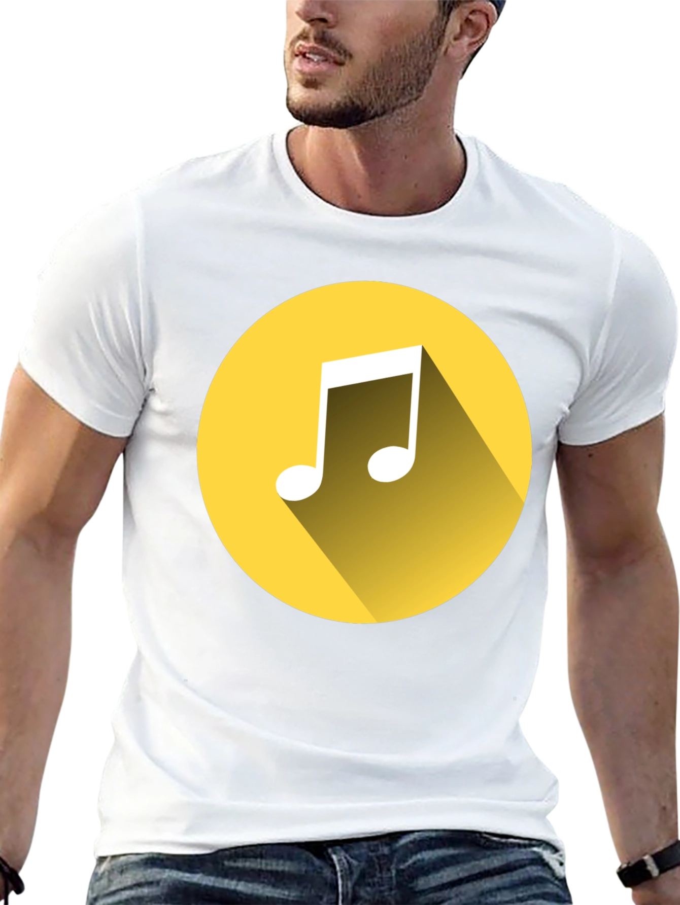 Music Note Graphic Tee - Black Cotton T-Shirt