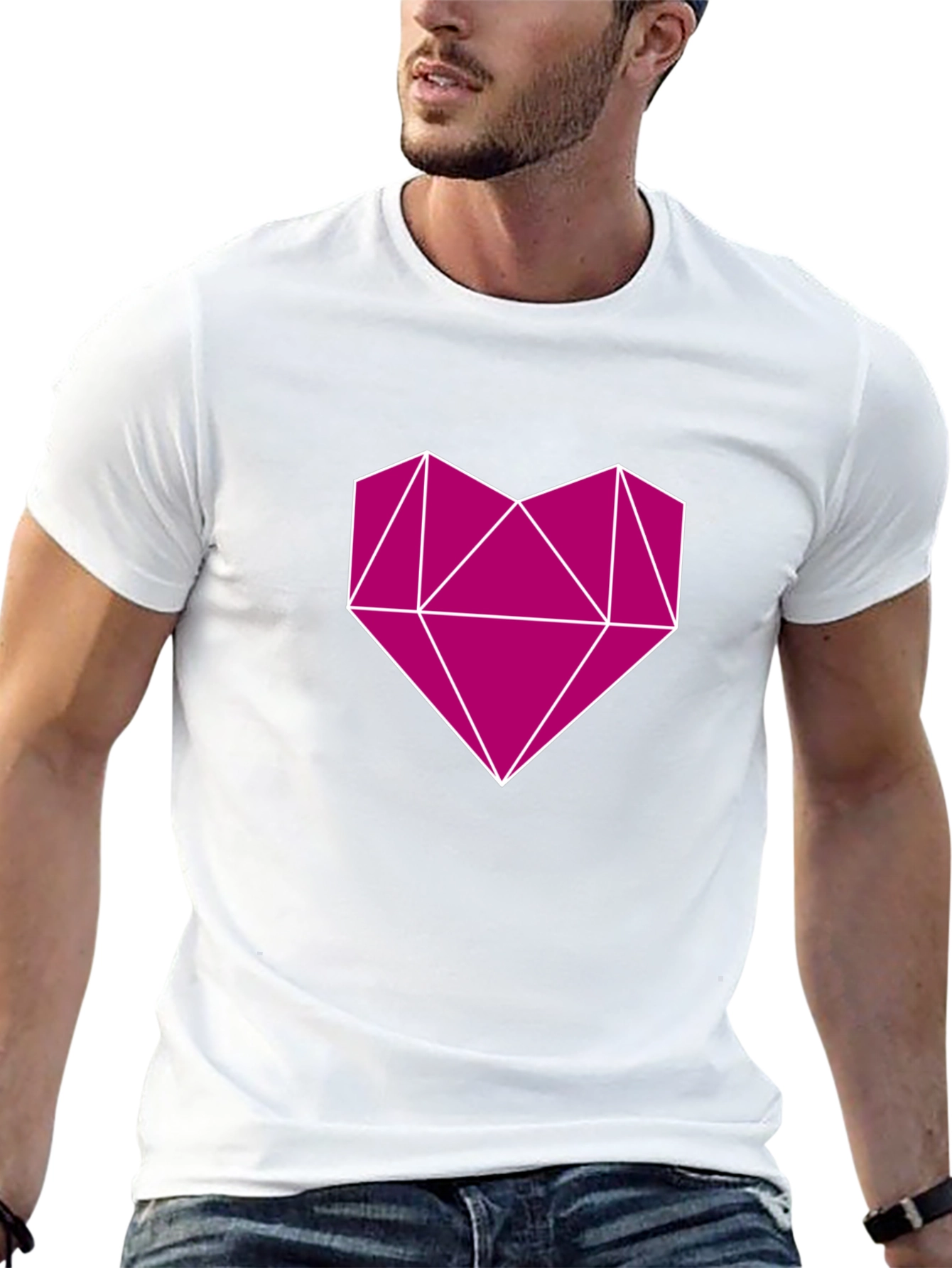 Geometric Heart Graphic Tee - Modern Style