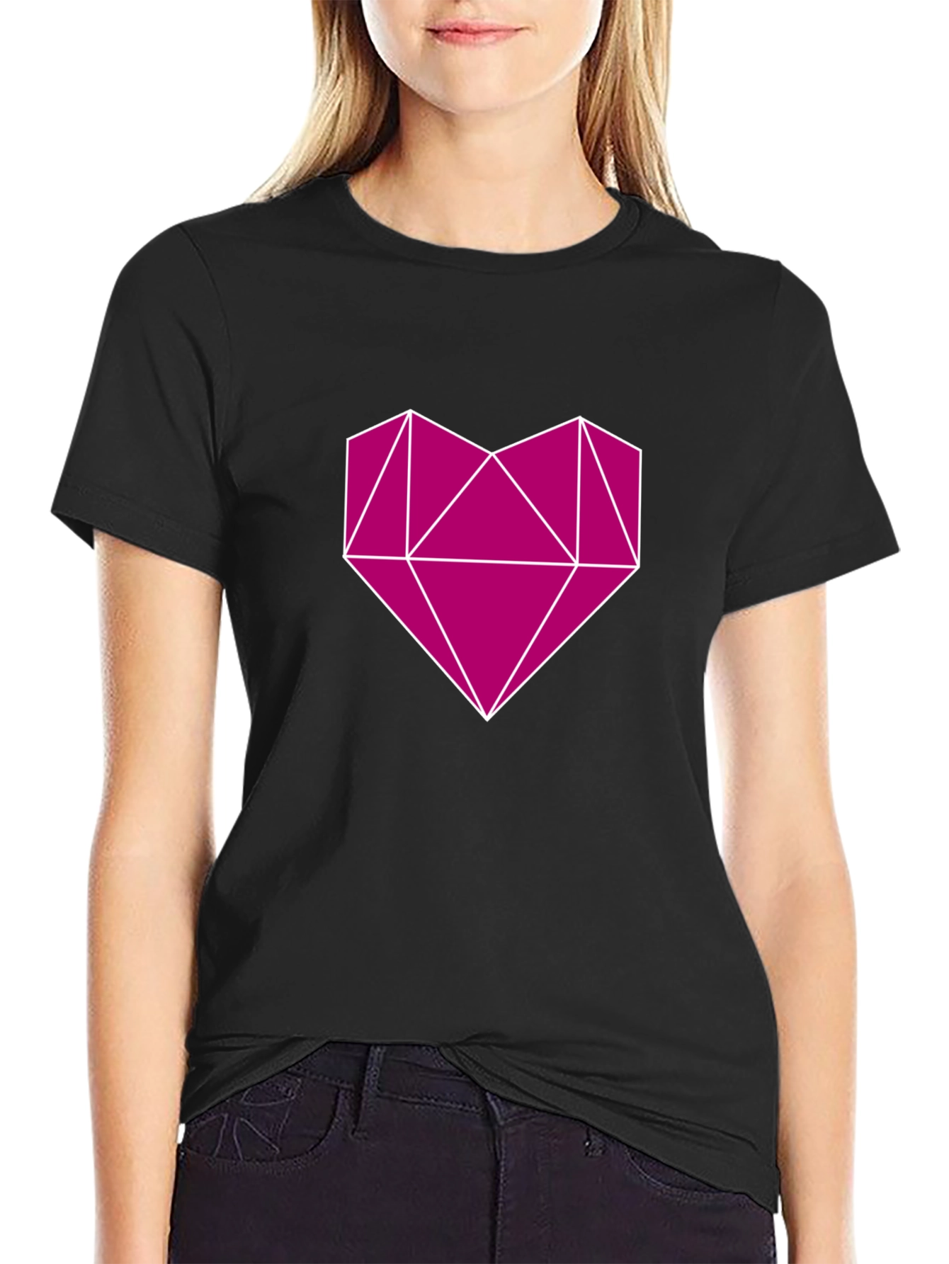 Geometric Heart Graphic Tee - Modern Style