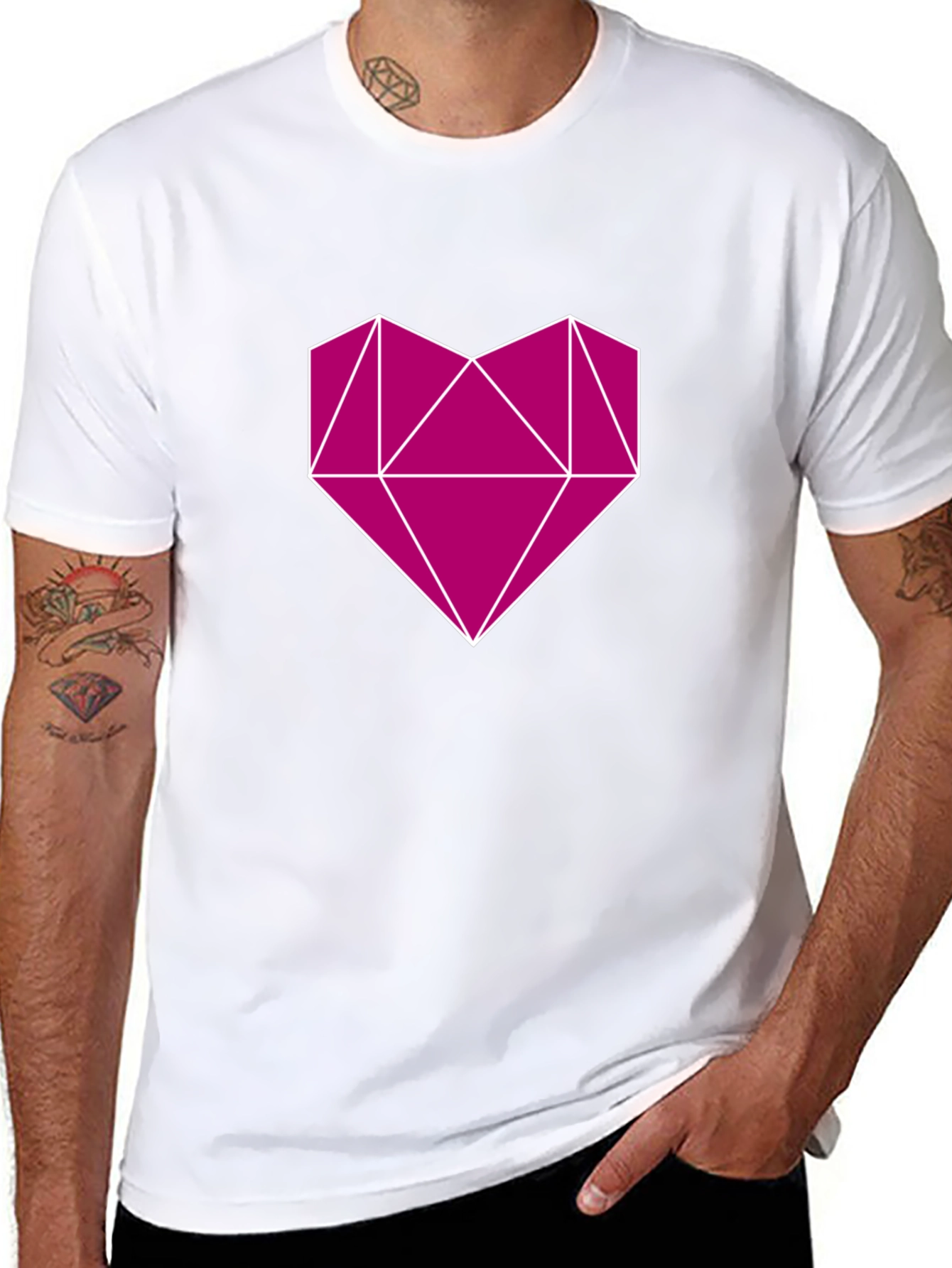 Geometric Heart Graphic Tee - Modern Style