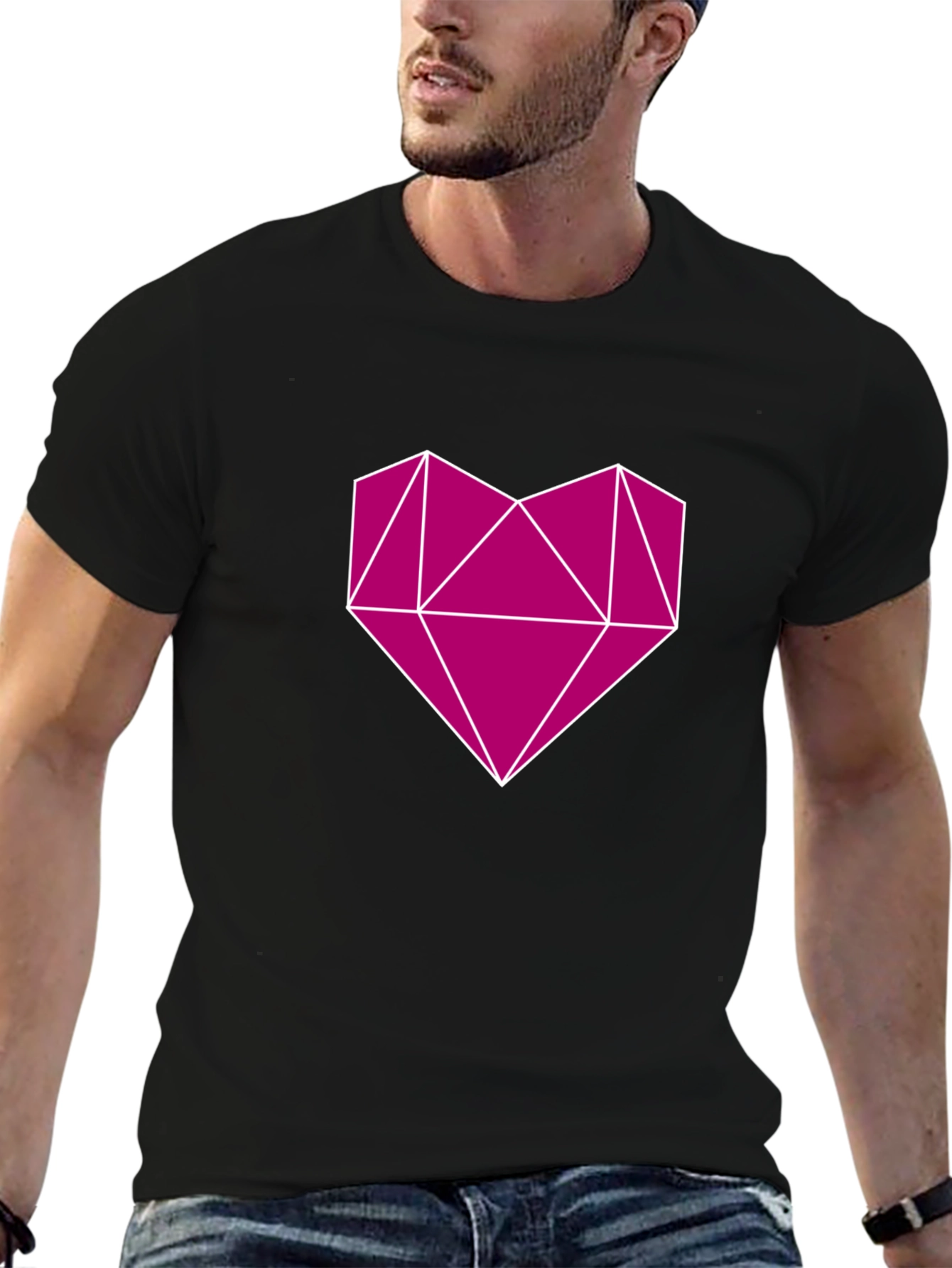 Geometric Heart Graphic Tee - Modern Style
