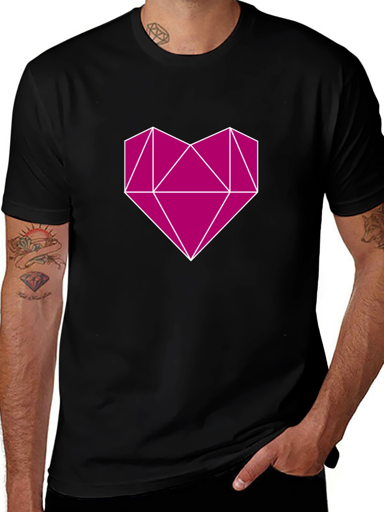 Geometric Heart Graphic Tee - Modern Style