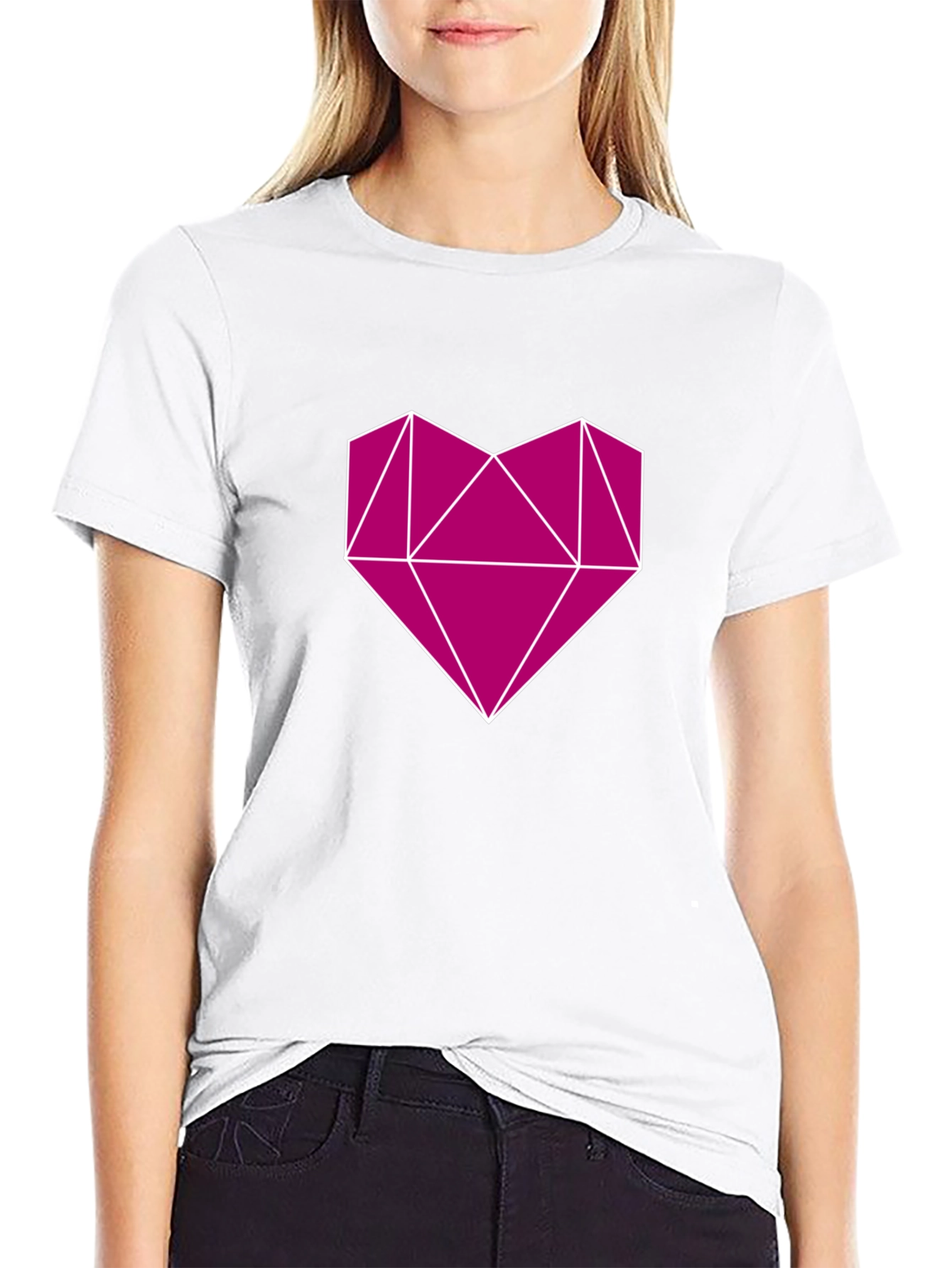 Geometric Heart Graphic Tee - Modern Style