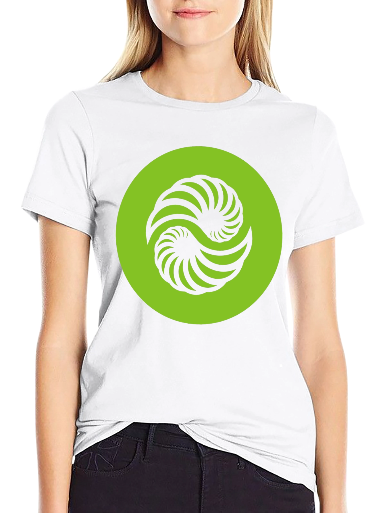 Abstract Yin Yang Graphic Tee - Black