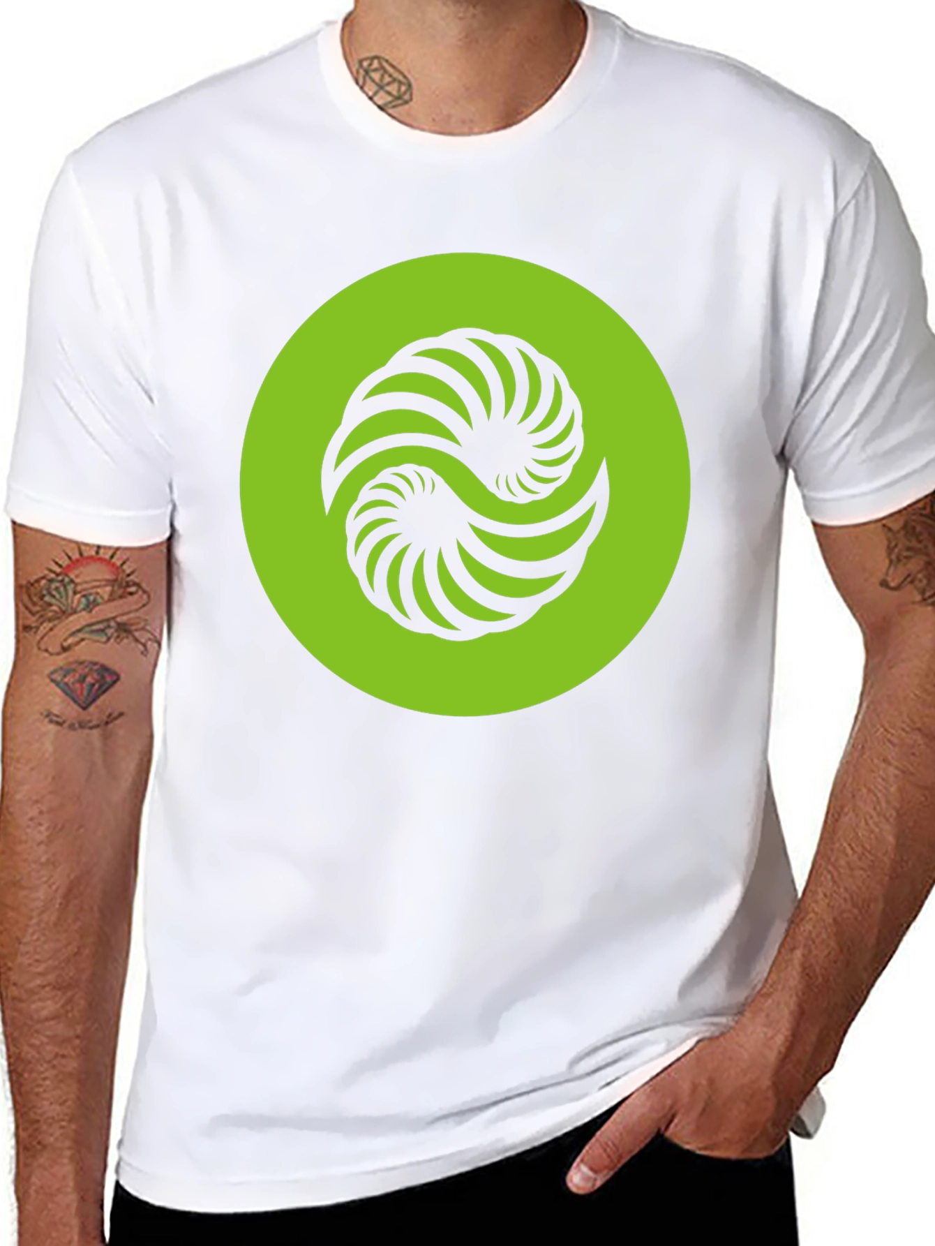 Abstract Yin Yang Graphic Tee - Black