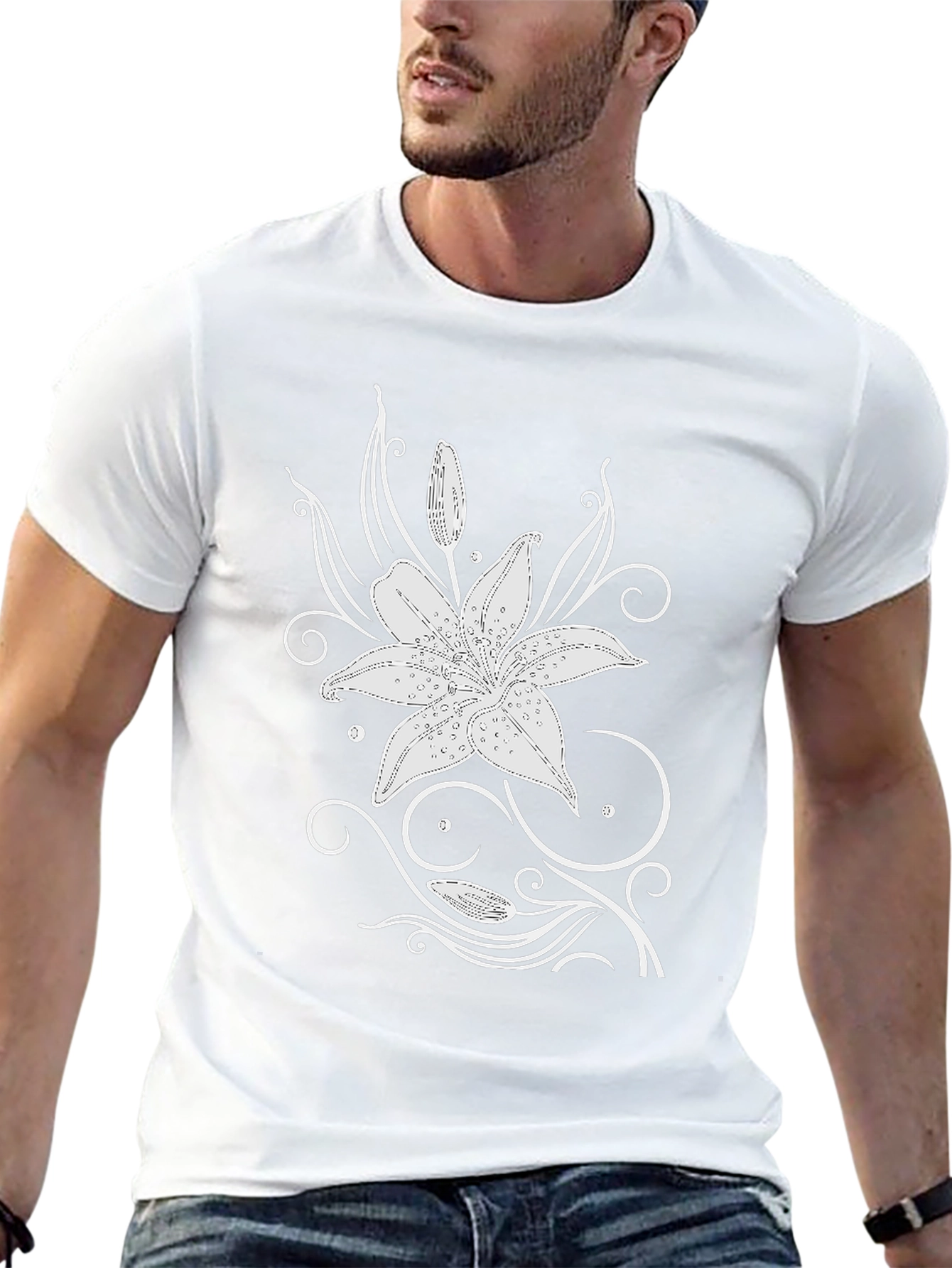 Black Lily Graphic Tee - Stylish Mens T-Shirt