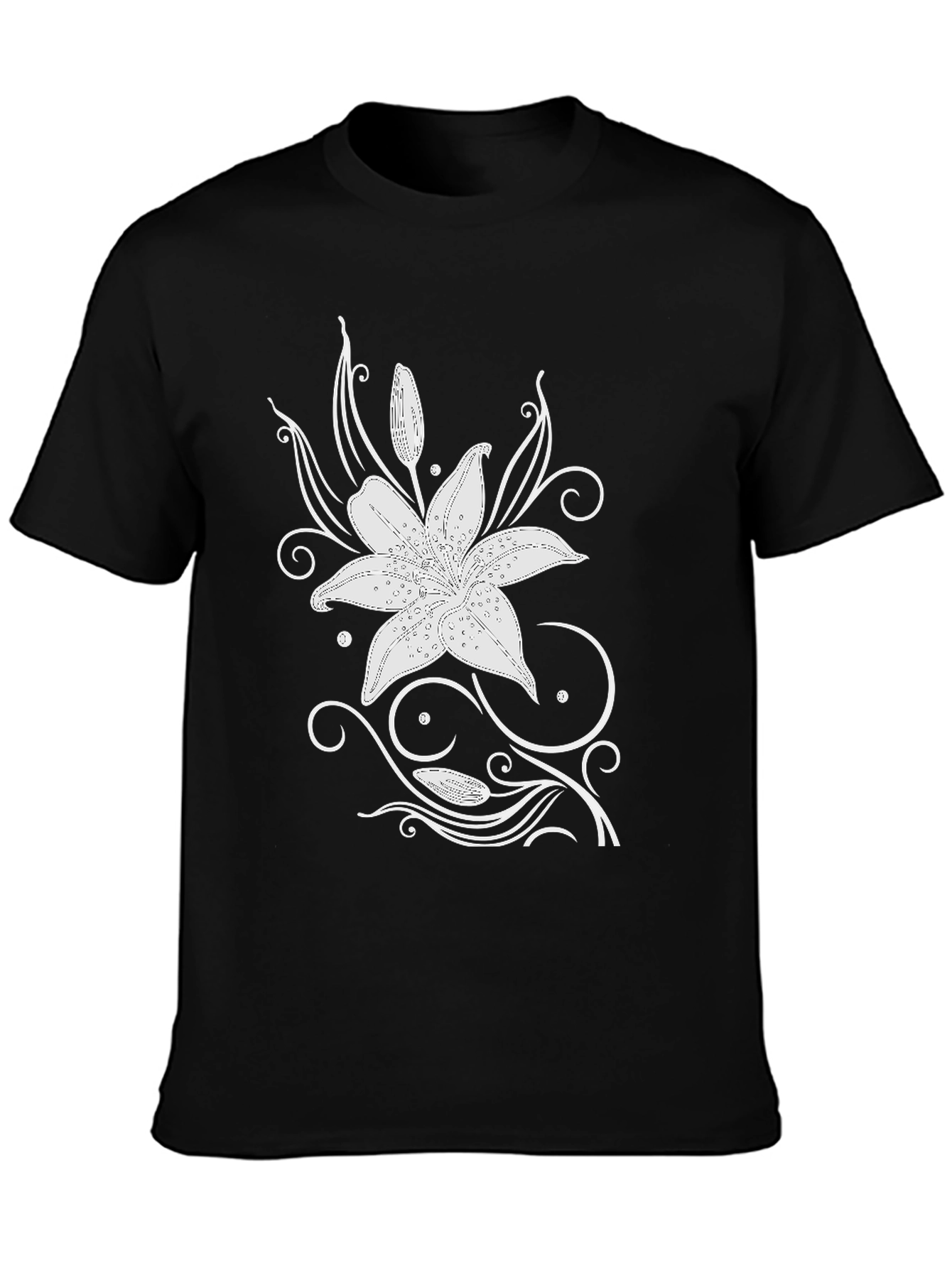 Black Lily Graphic Tee - Stylish Mens T-Shirt