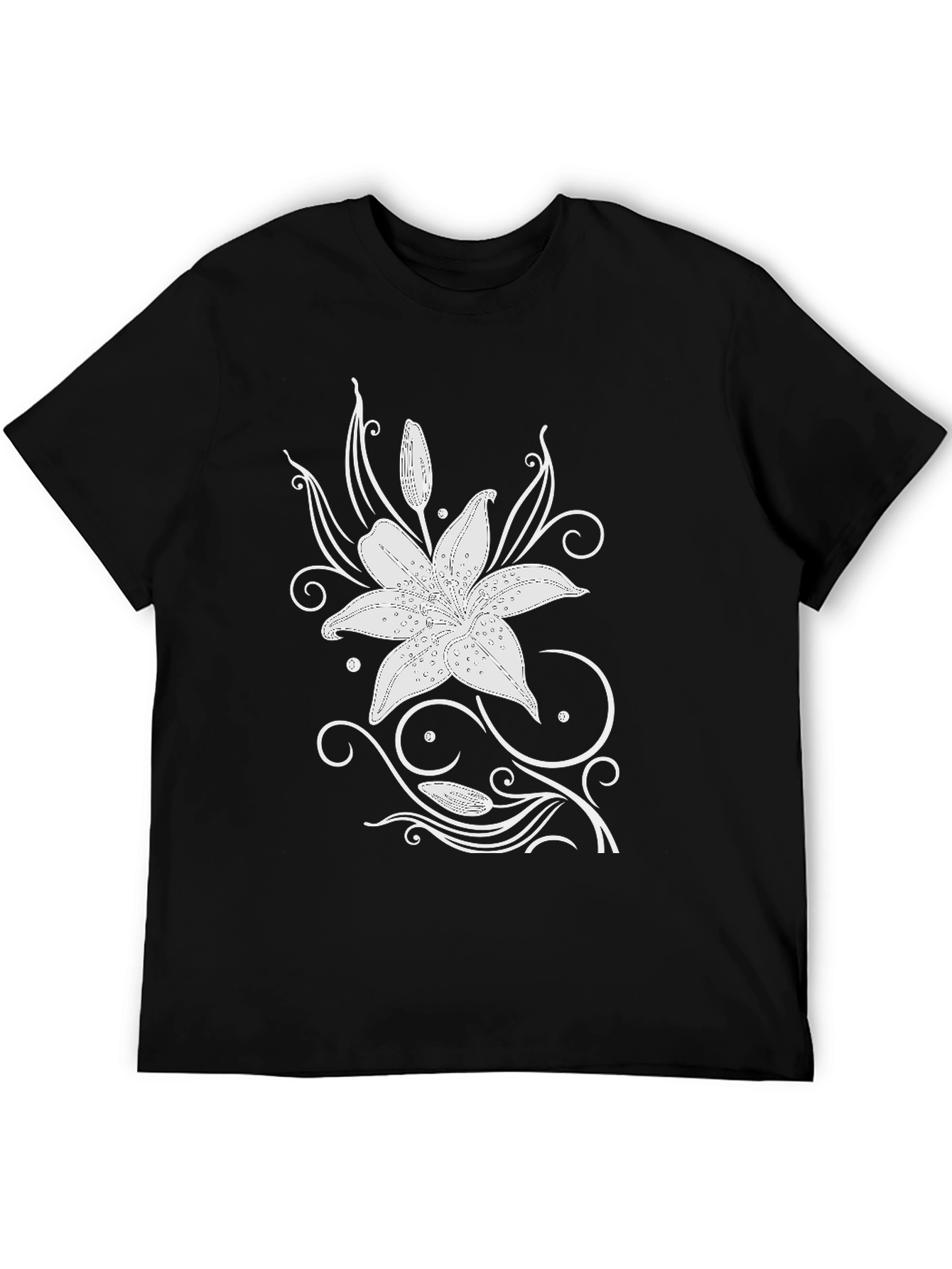 Black Lily Graphic Tee - Stylish Mens T-Shirt
