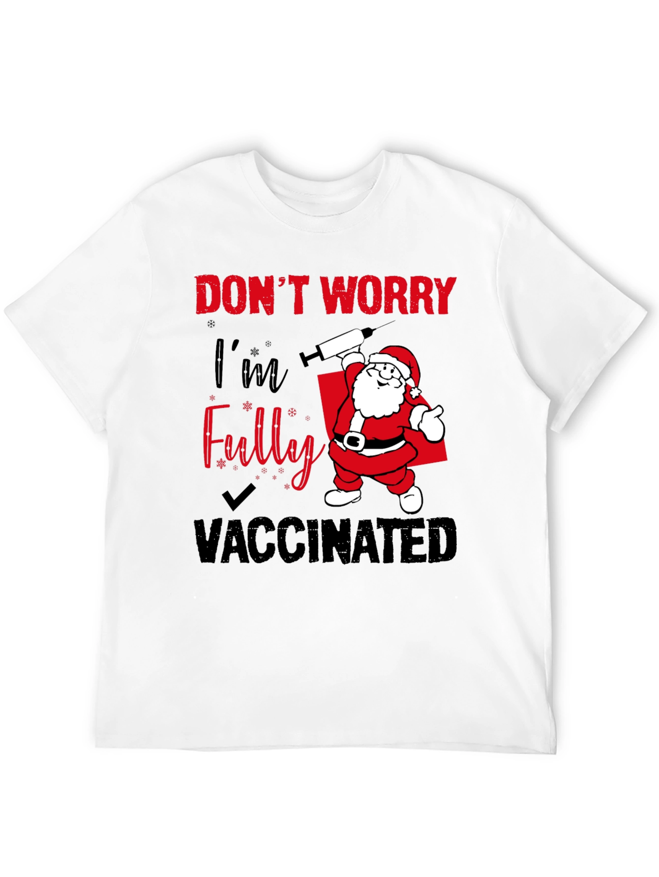Santa Vaccinated T-Shirt Holiday Festive Tee