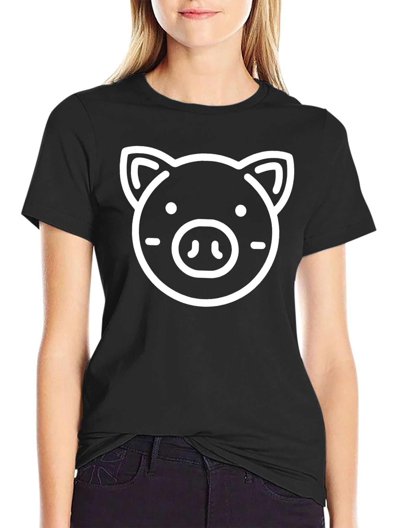 Pig Graphic Tee - Black Cotton T-Shirt