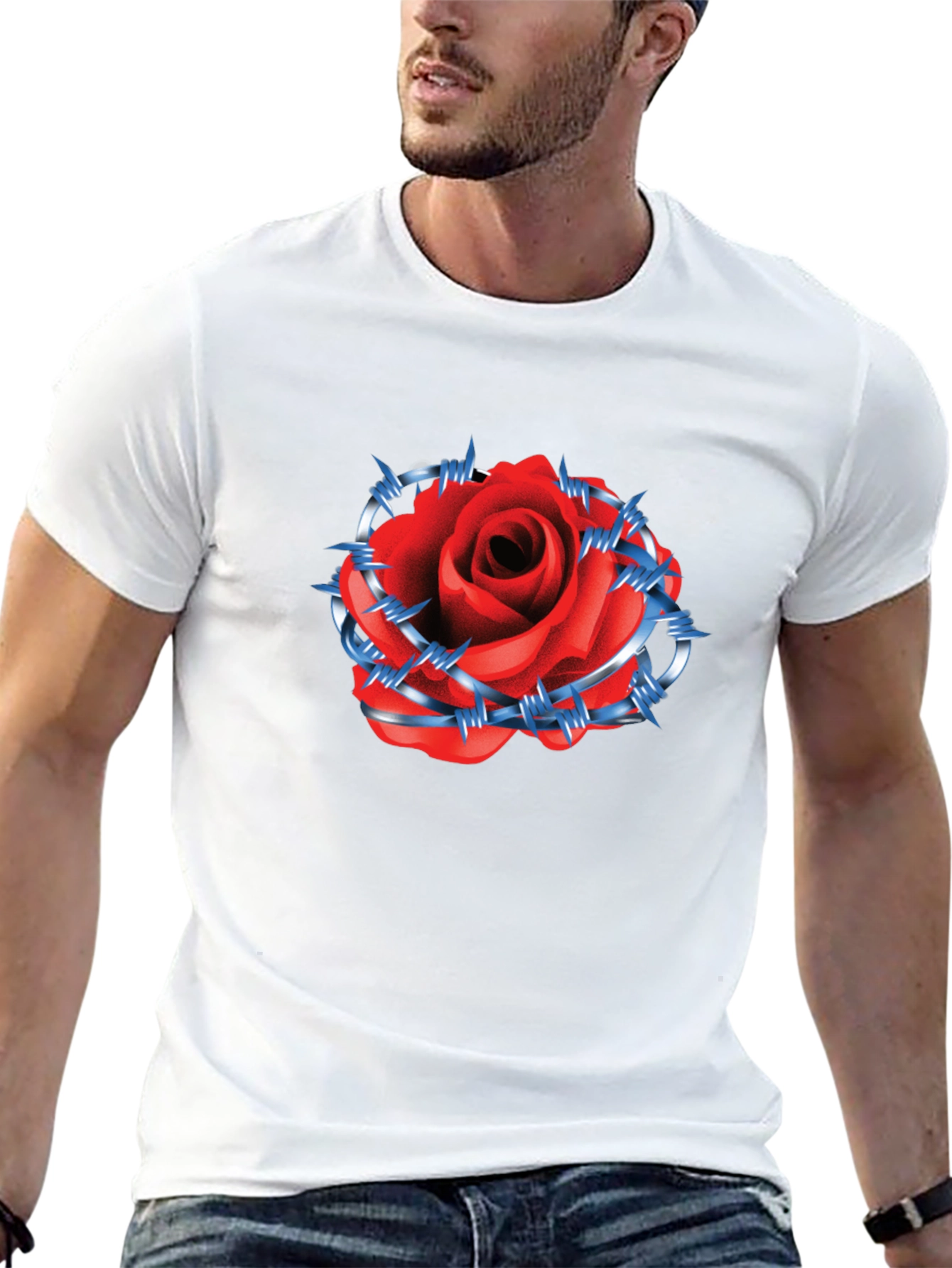 Rose & Barbed Wire Graphic Tee